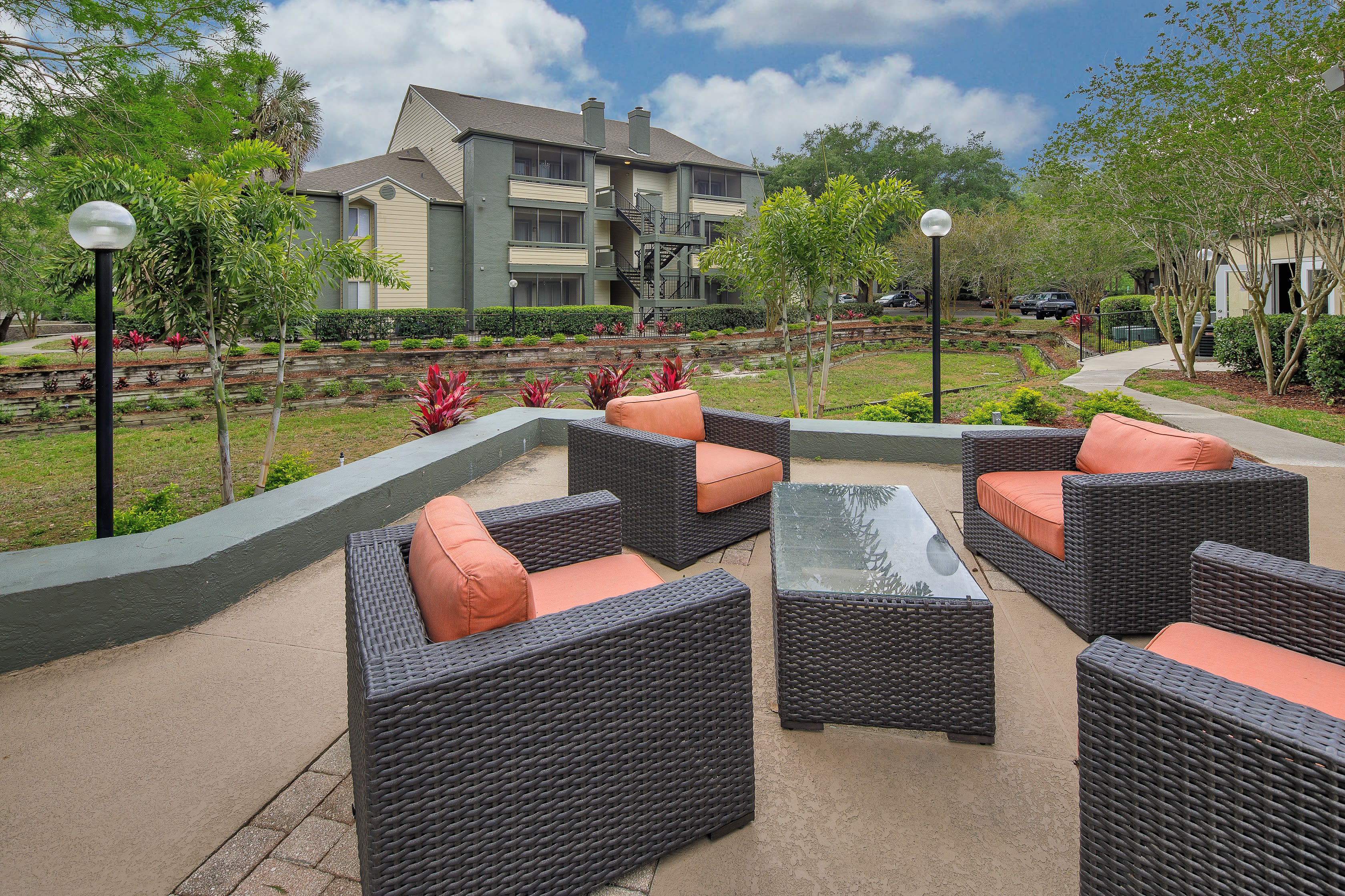 Outdoor patio at 1801 MetroWest in Orlando, Florida