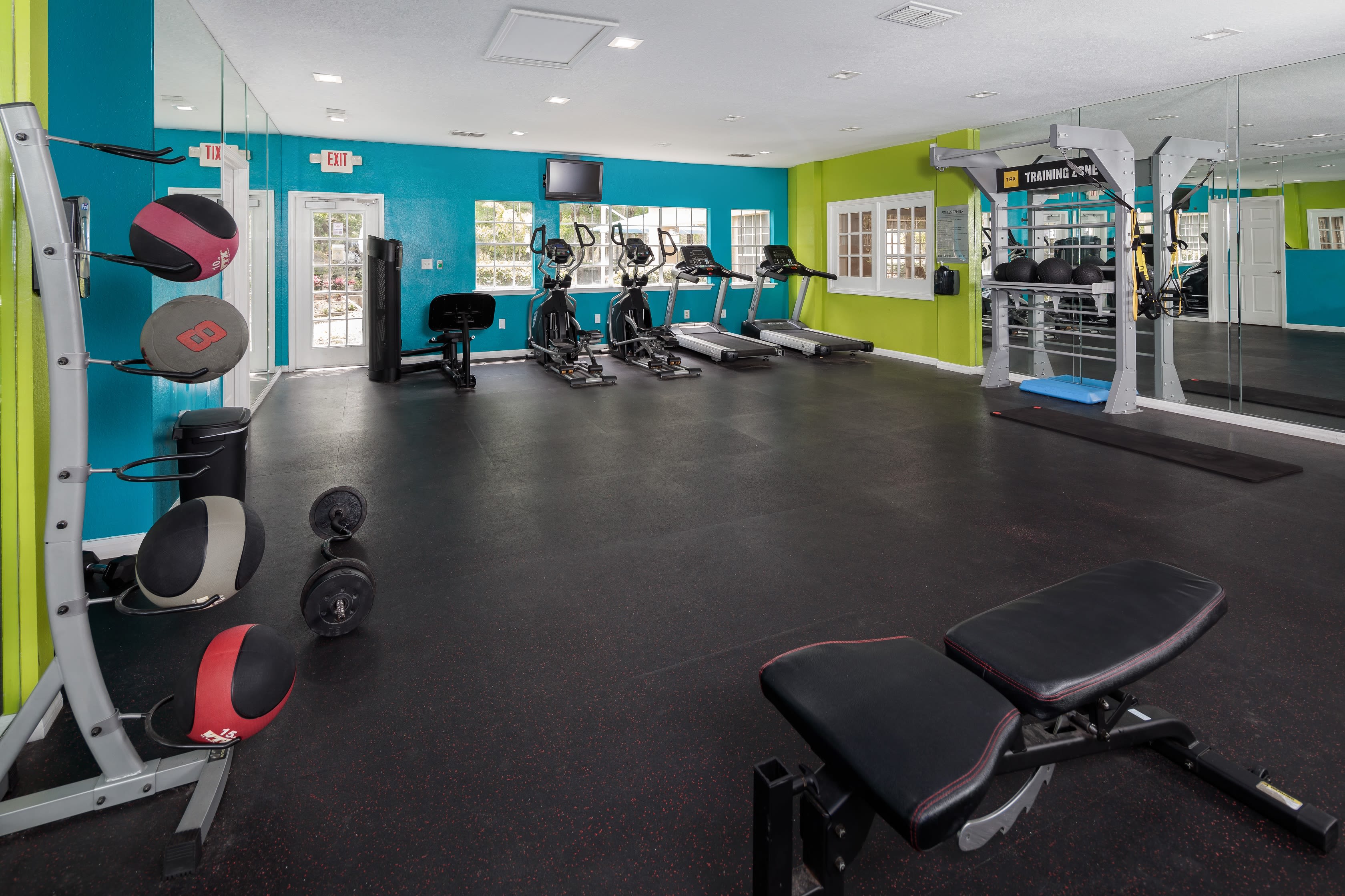 Fitness center at 1801 MetroWest in Orlando, Florida