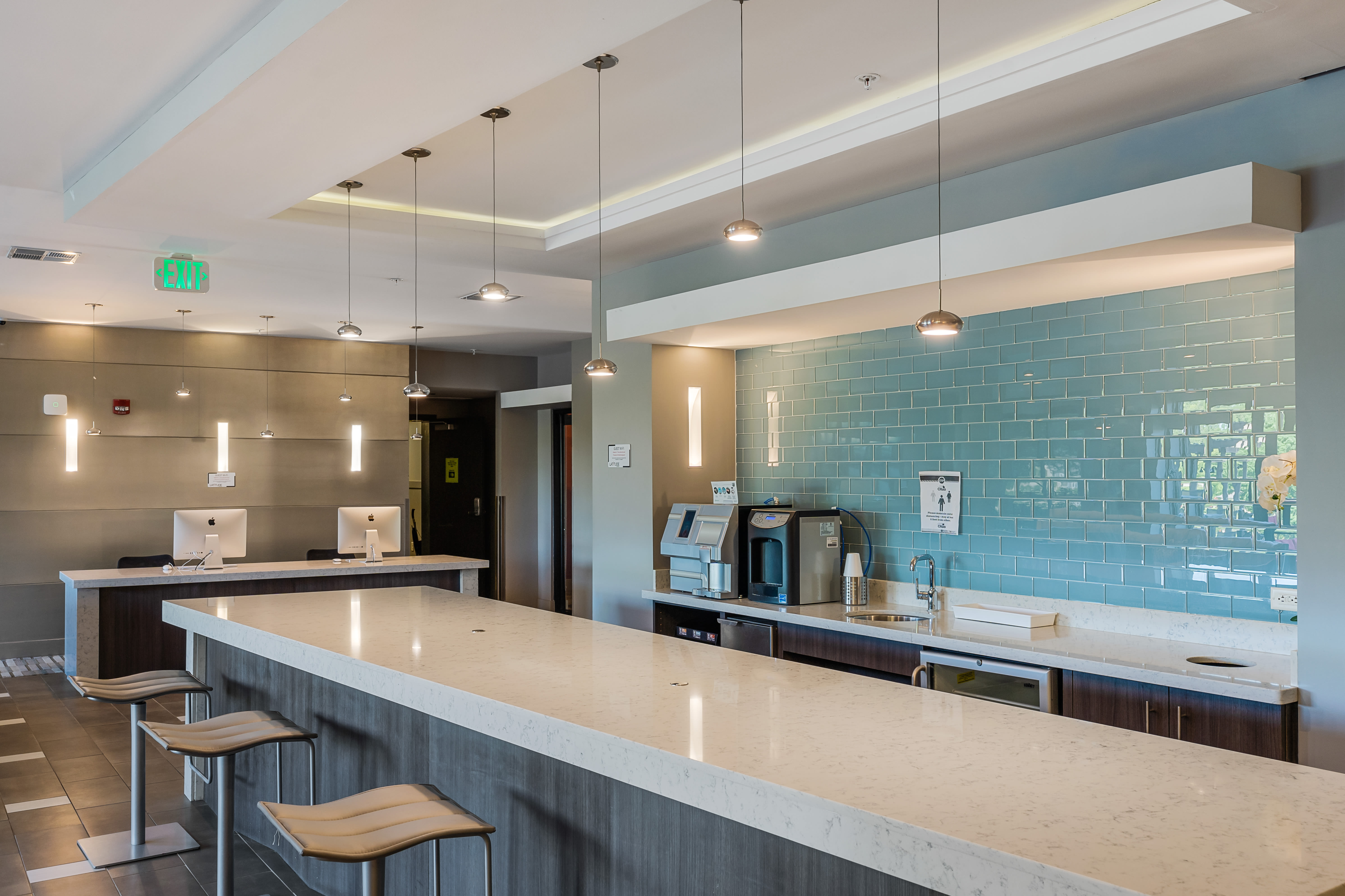 Community kitchen at Latitude at Deerfield Crossing in Mason, Ohio