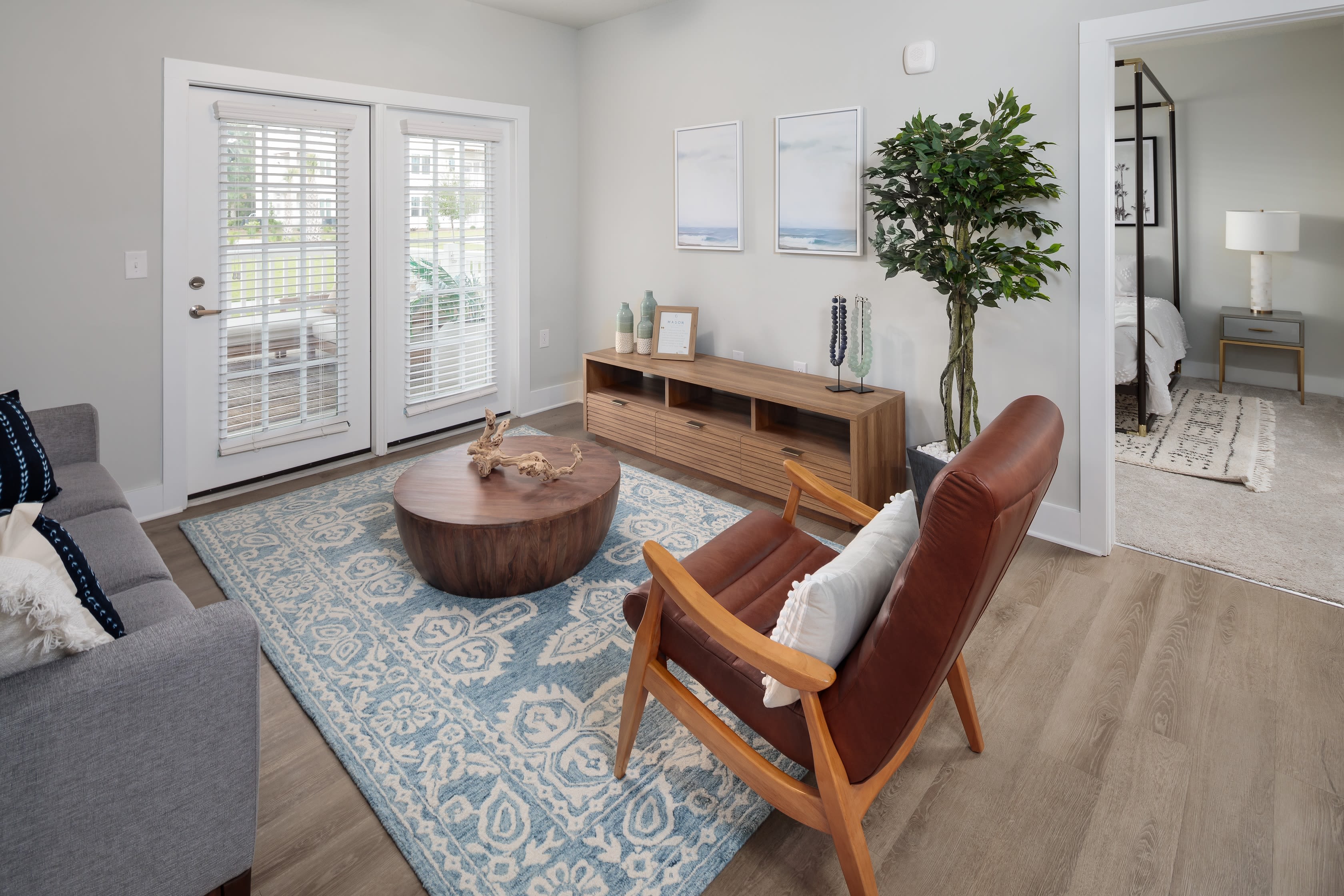 Spacious living area in a model home at The Mason in Ladson, South Carolina