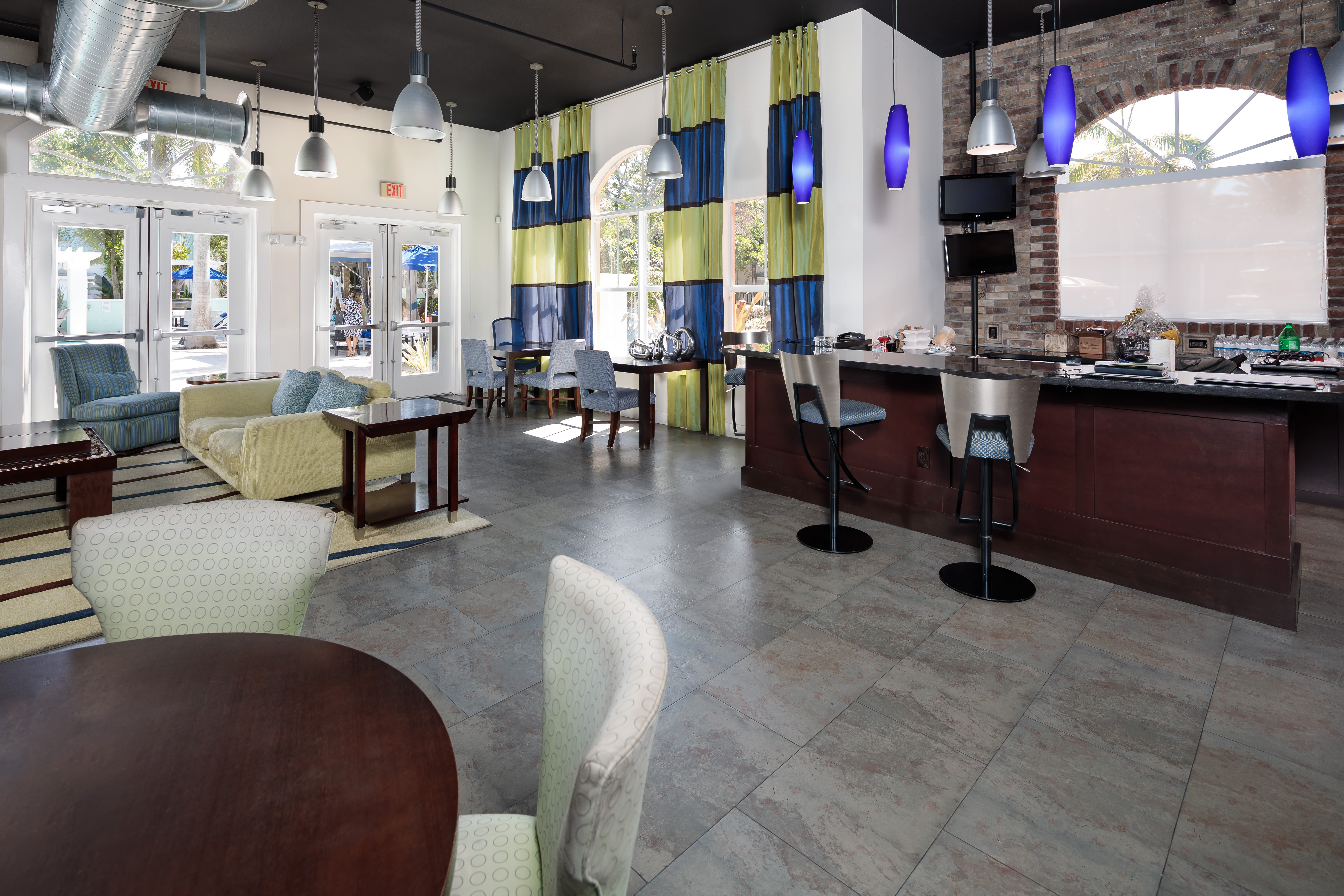Clubhouse area where residents can relax and hang out in at The Pearl in Ft Lauderdale, Florida