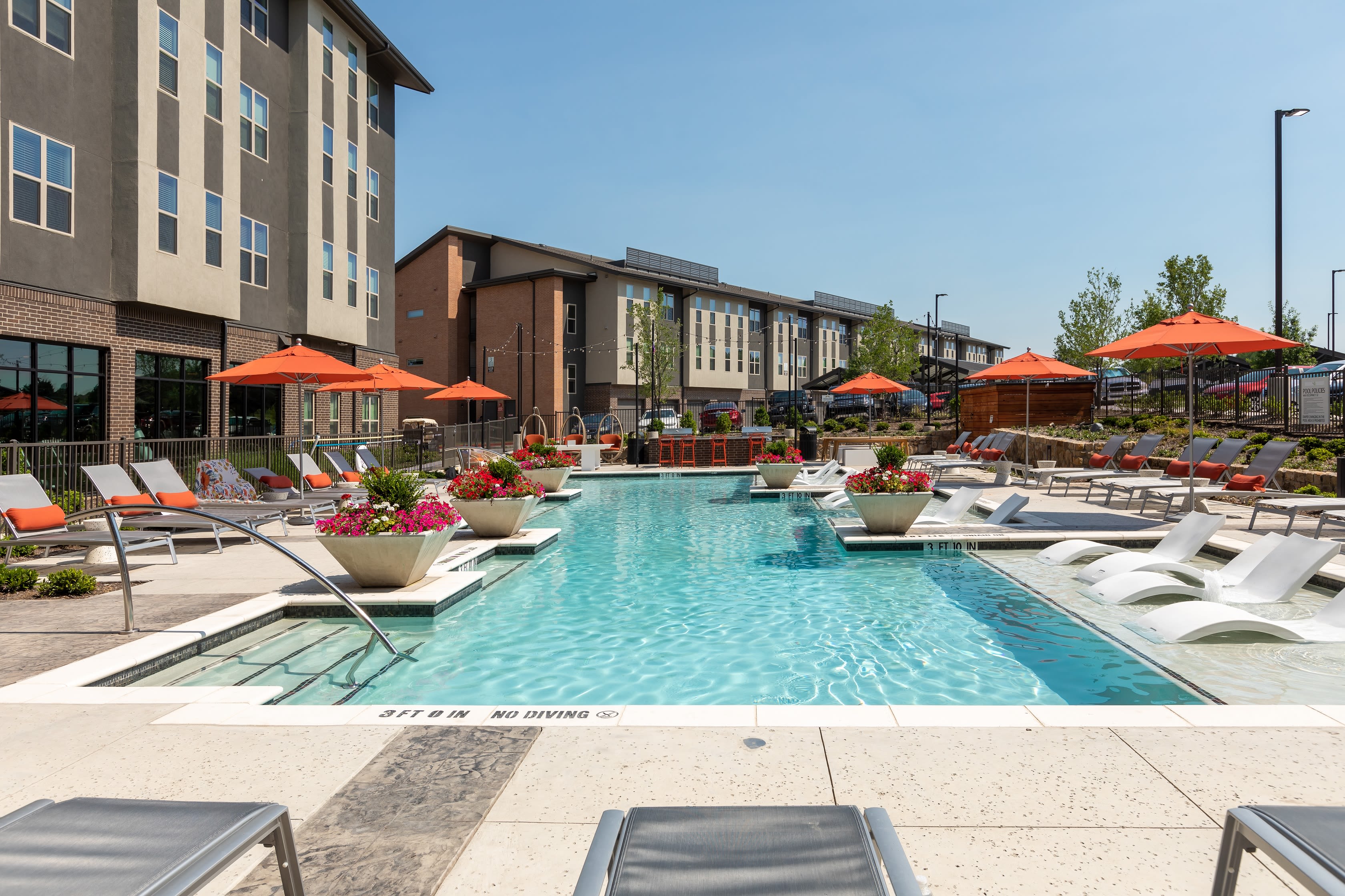 Incredible resort style swimming pool at The ReVe in Garland, Texas