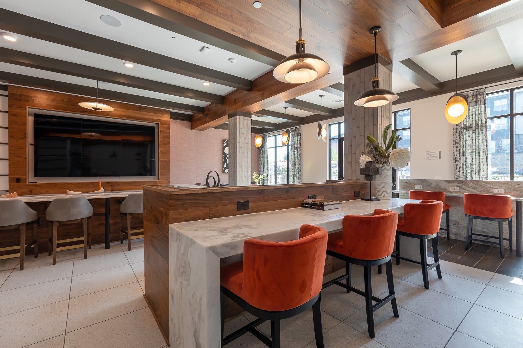 Clubhouse for residents to mingle and work in The ReVe in Garland, Texas