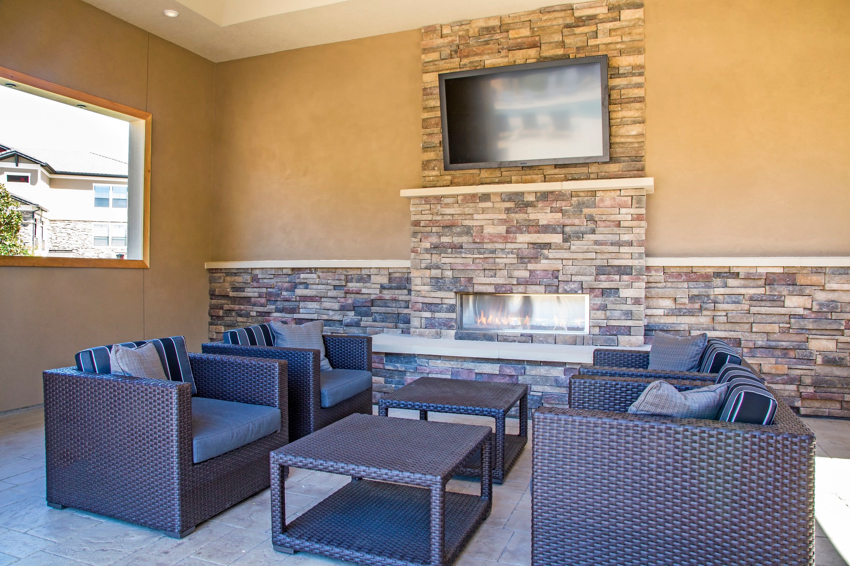 Outdoor lounge at Waterford Trails in Spring, Texas