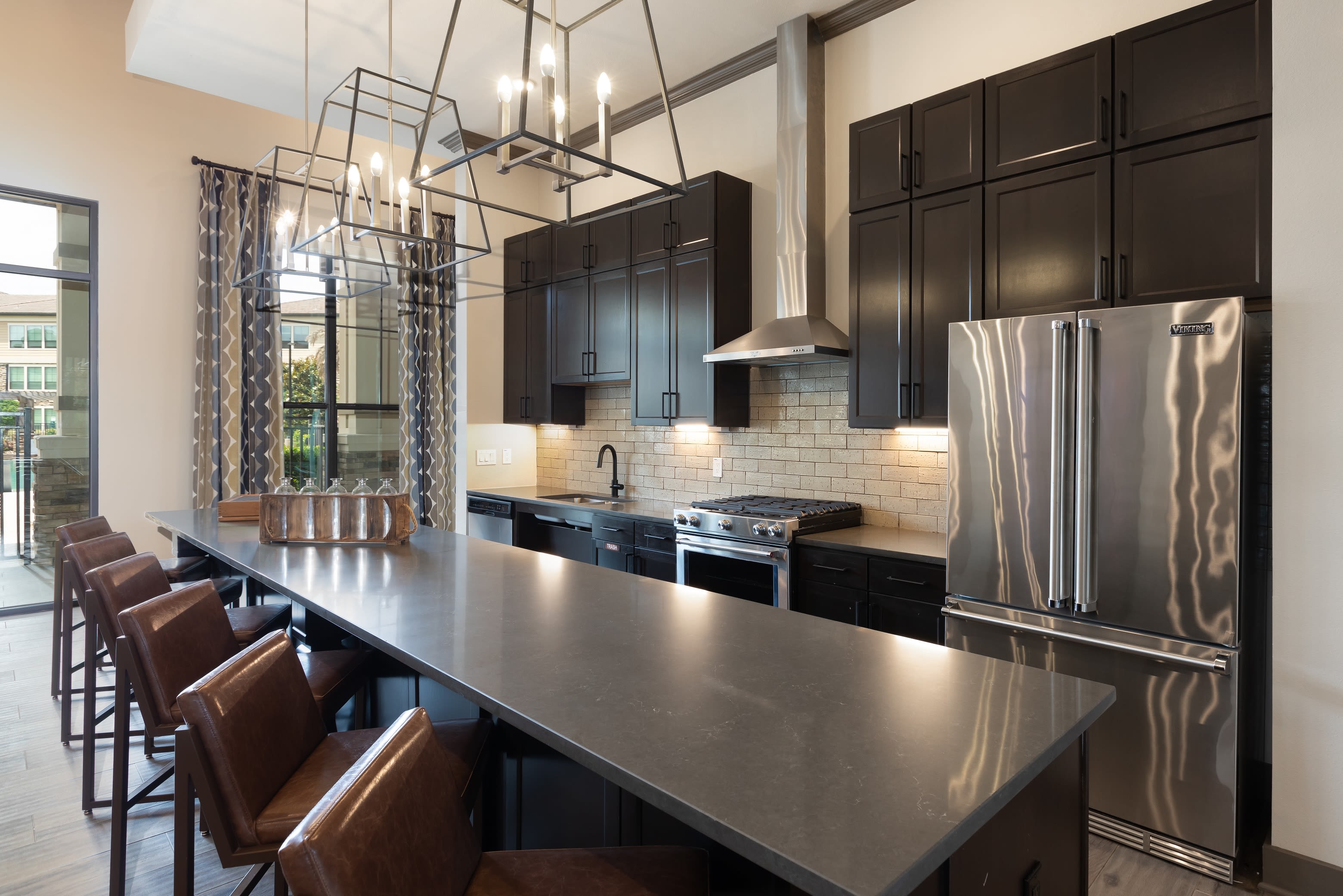 Kitchen area in clubhouse at Waterford Trails in Spring, Texas