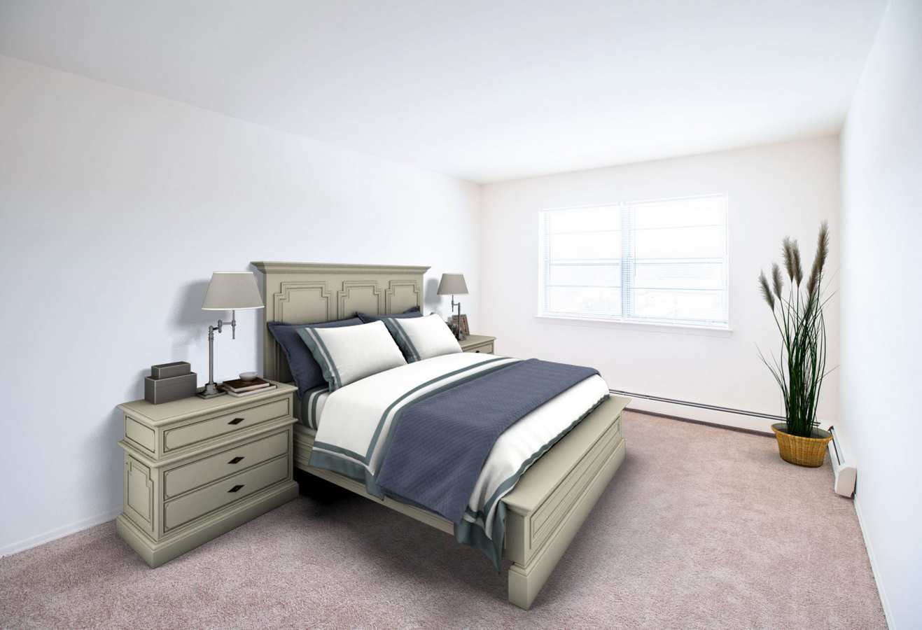 Model bedroom with natural light at Washington Gardens in Washington, New Jersey