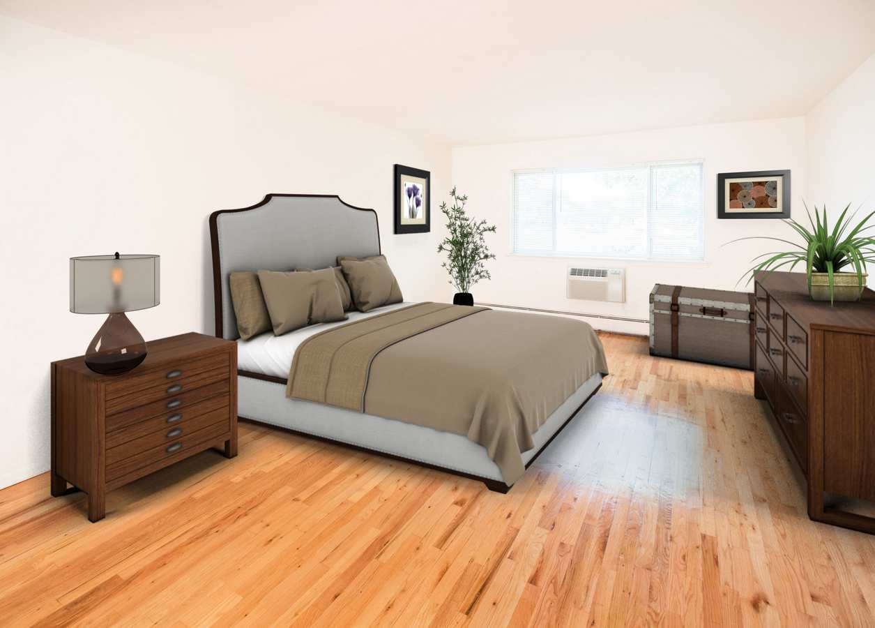 Model bedroom at Laurel Run Village in Bordentown, New Jersey