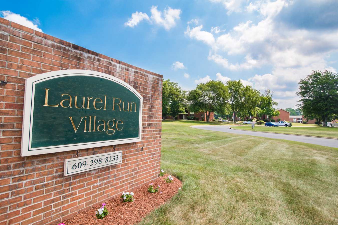 Sign outside of the entrance to Laurel Run Village in Bordentown, New Jersey