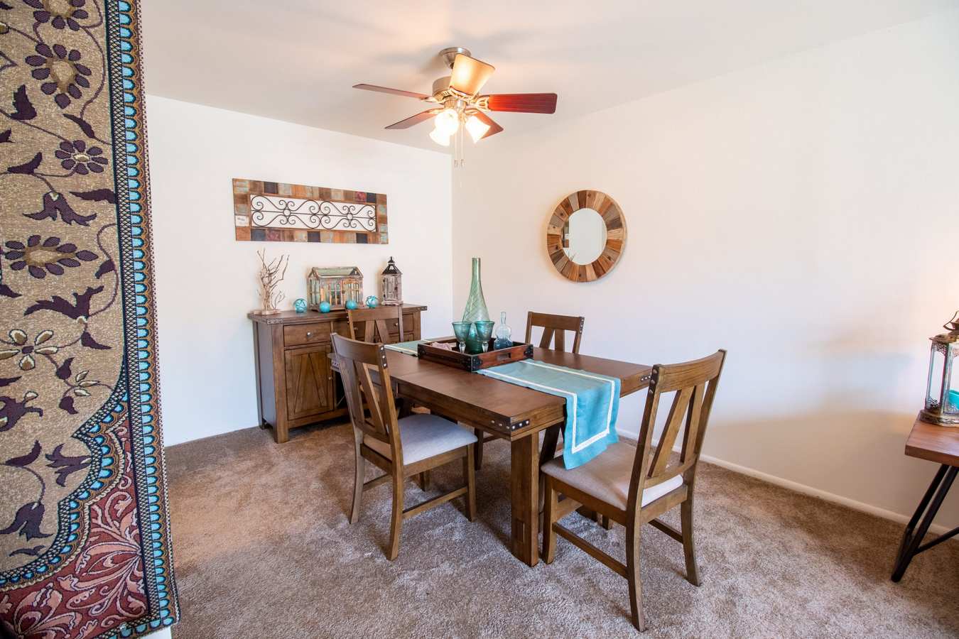 Model dining area at Mill Village in Millville, New Jersey