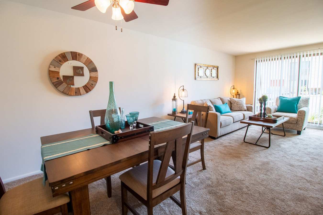 Model living room at Mill Village in Millville, New Jersey