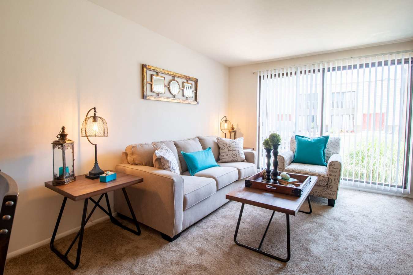 Model living room at Mill Village in Millville, New Jersey