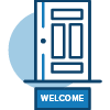 Door with welcome mat icon