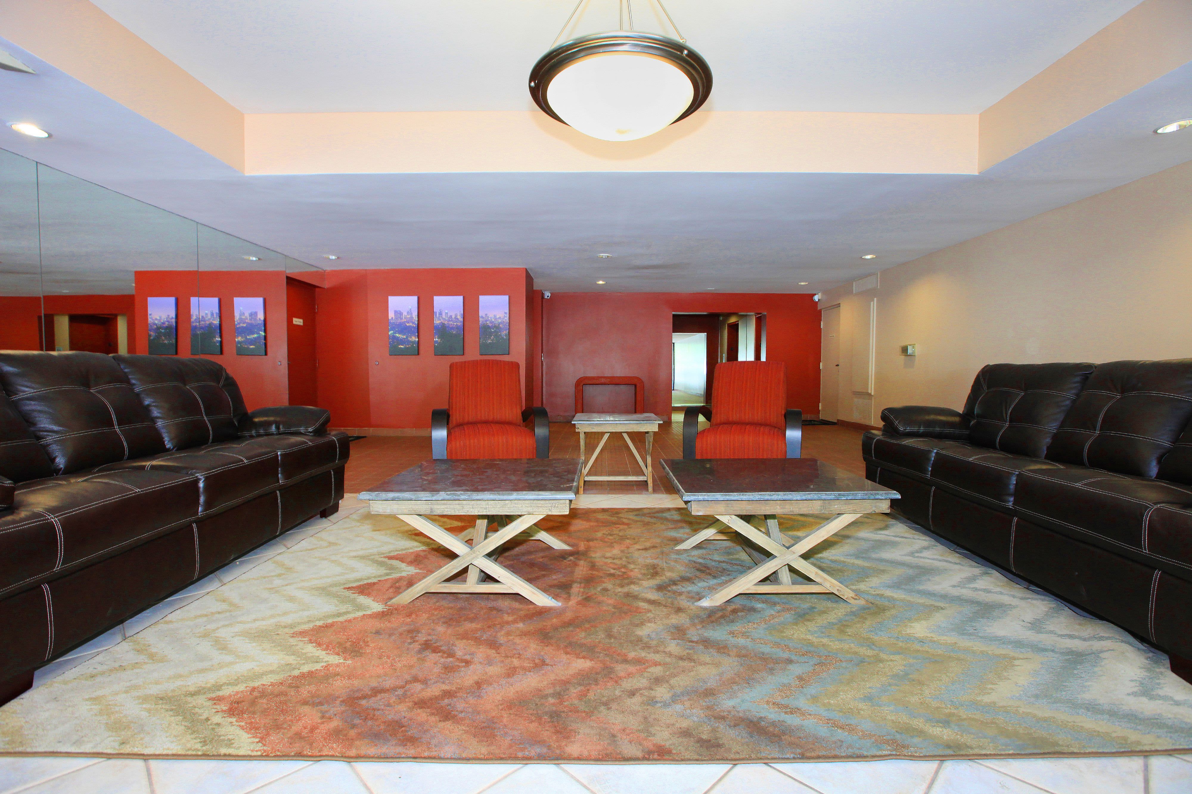 Clubhouse with ample seating at Savoy West Apartments in Los Angeles, California