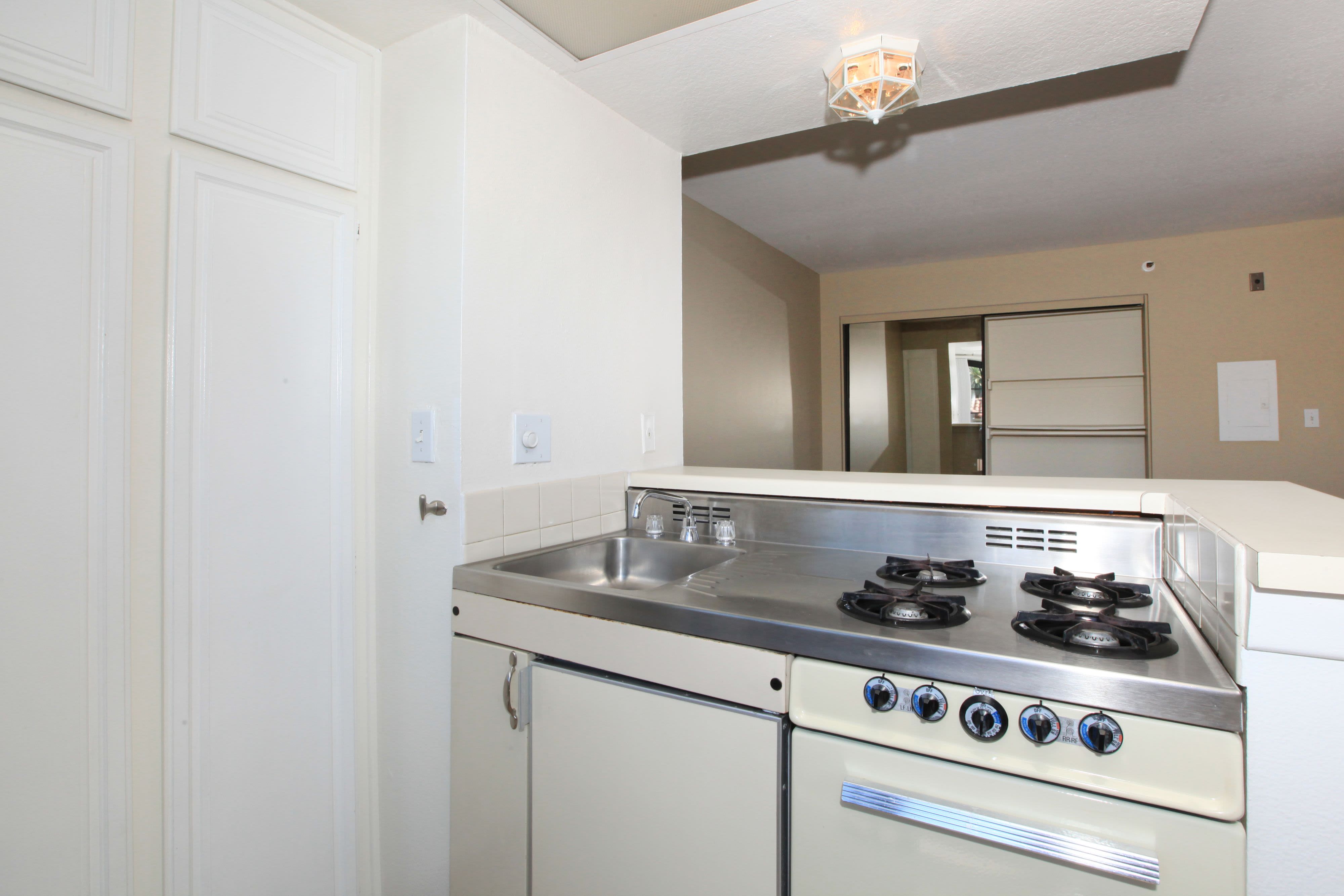 Model kitchen at Savoy West Apartments in Los Angeles, California