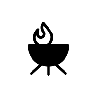 Black firepit logo at BB Living in Scottsdale, Arizona