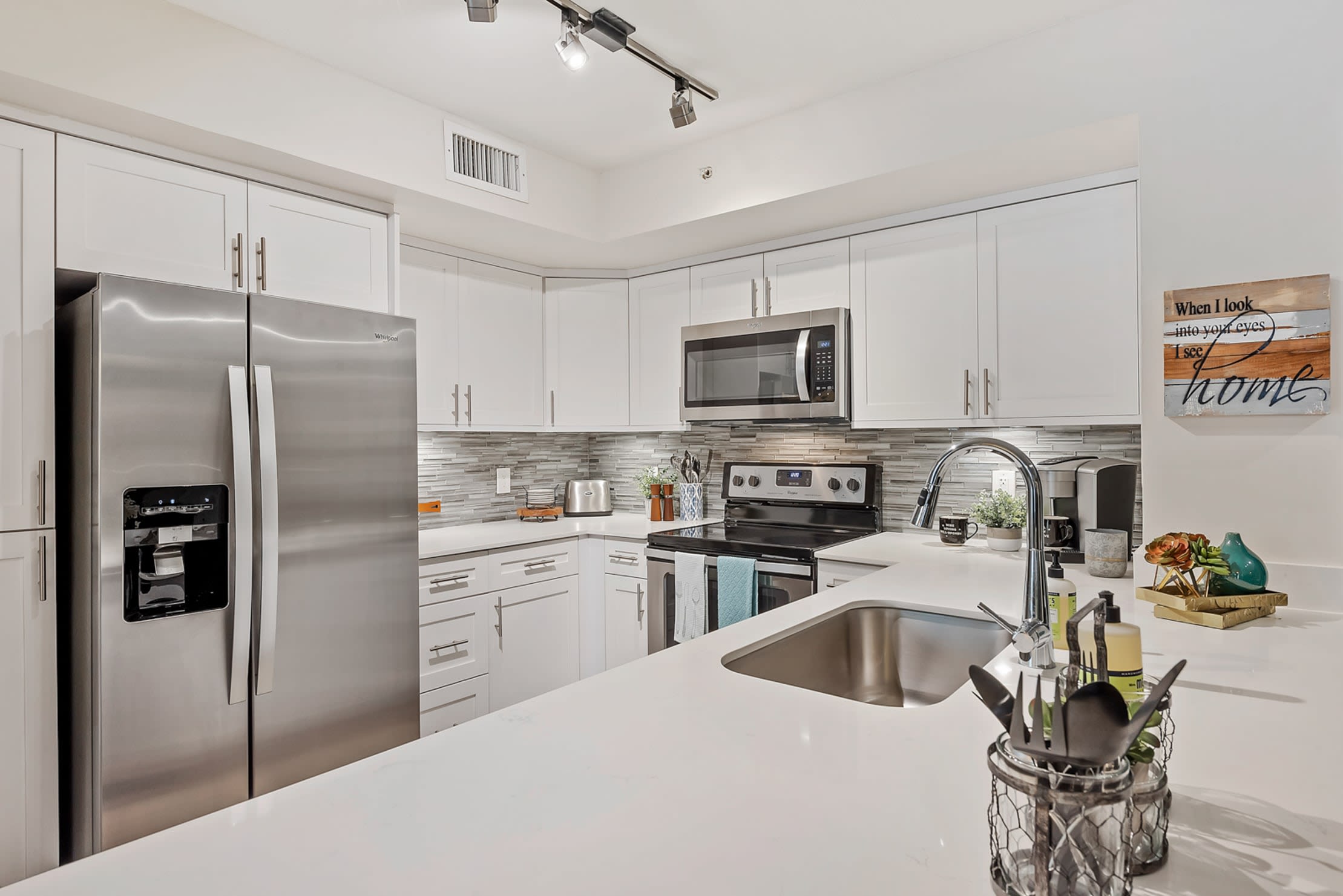 Beautiful and spacious gourmet kitchen at Crescent House Apartments in Miami Lakes, Florida