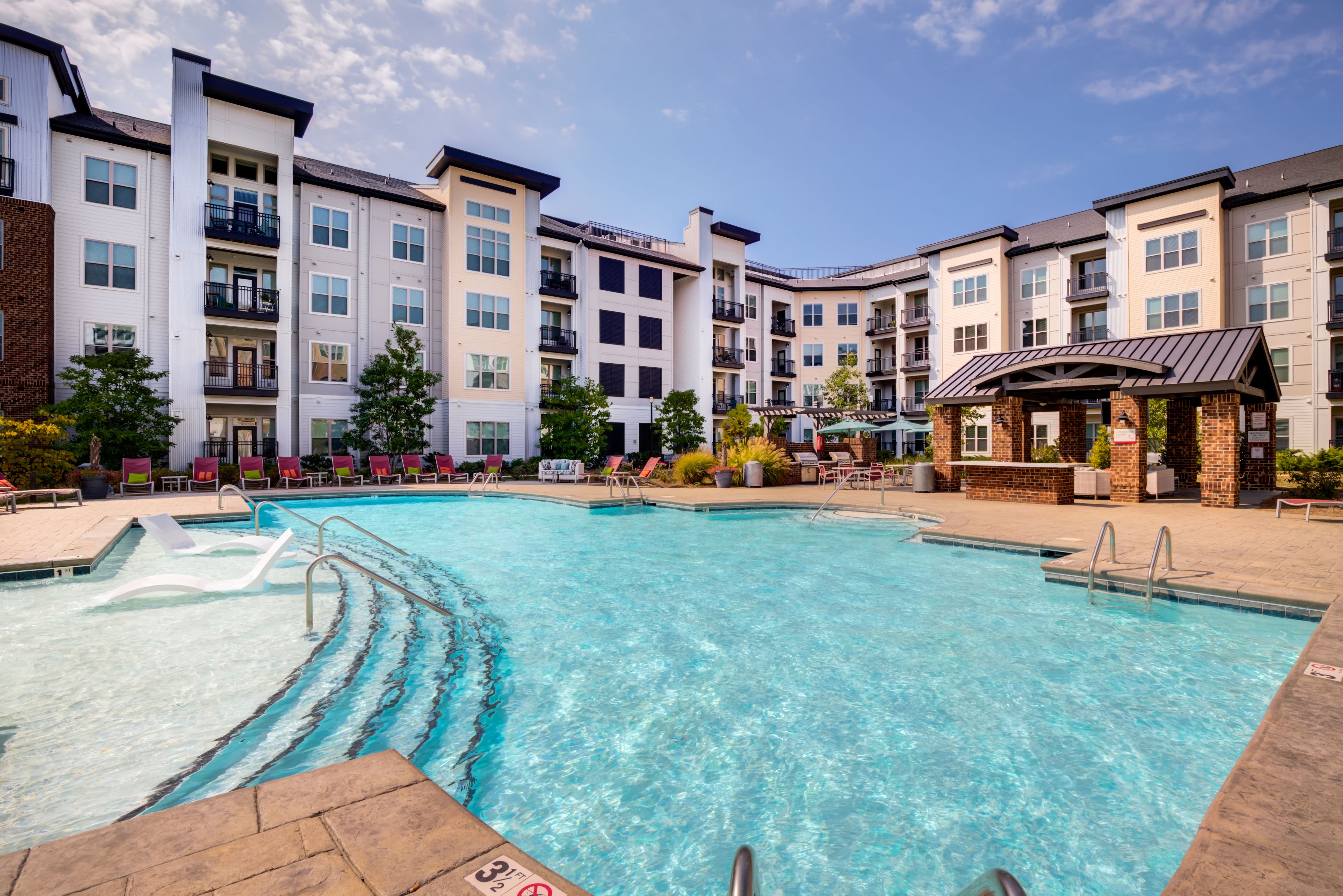 Sparkling pool at Celsius Apartment Homes in Charlotte, North Carolina