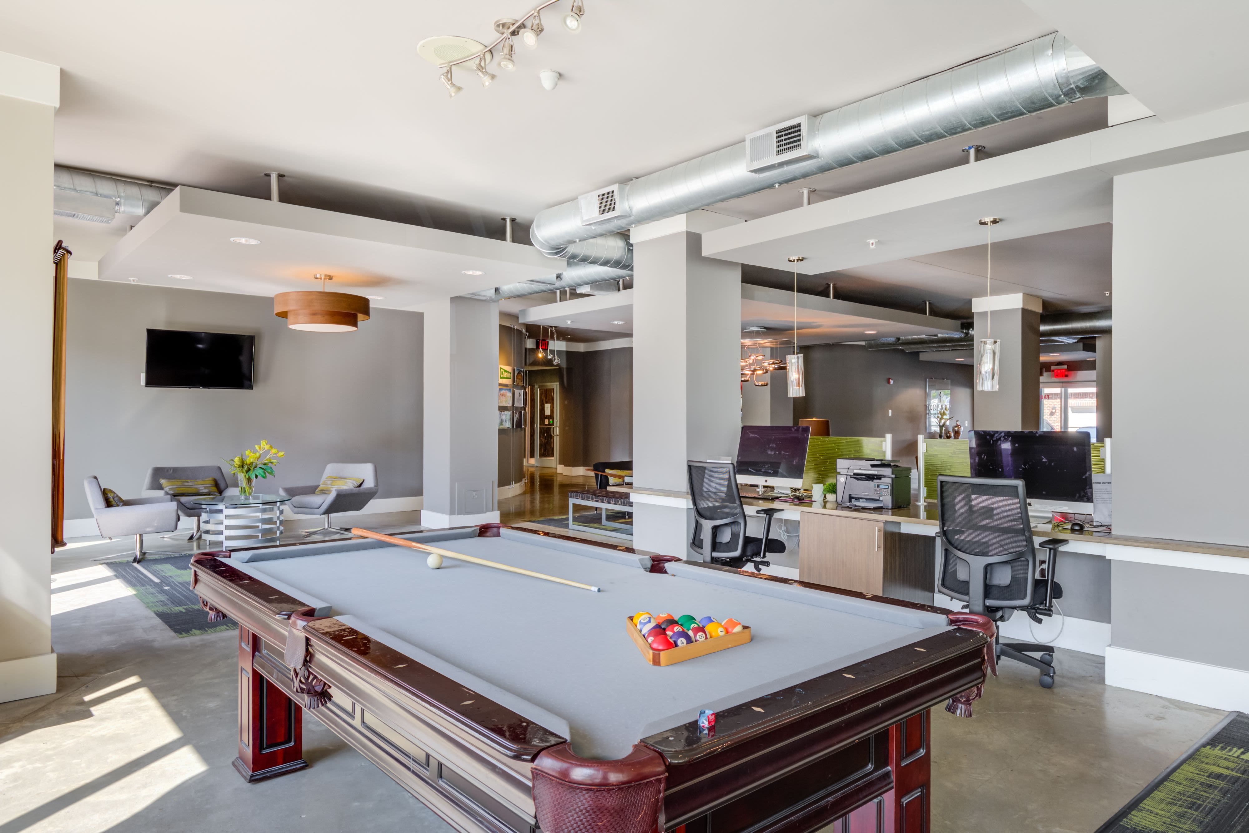 Billiards table at Celsius Apartment Homes in Charlotte, North Carolina