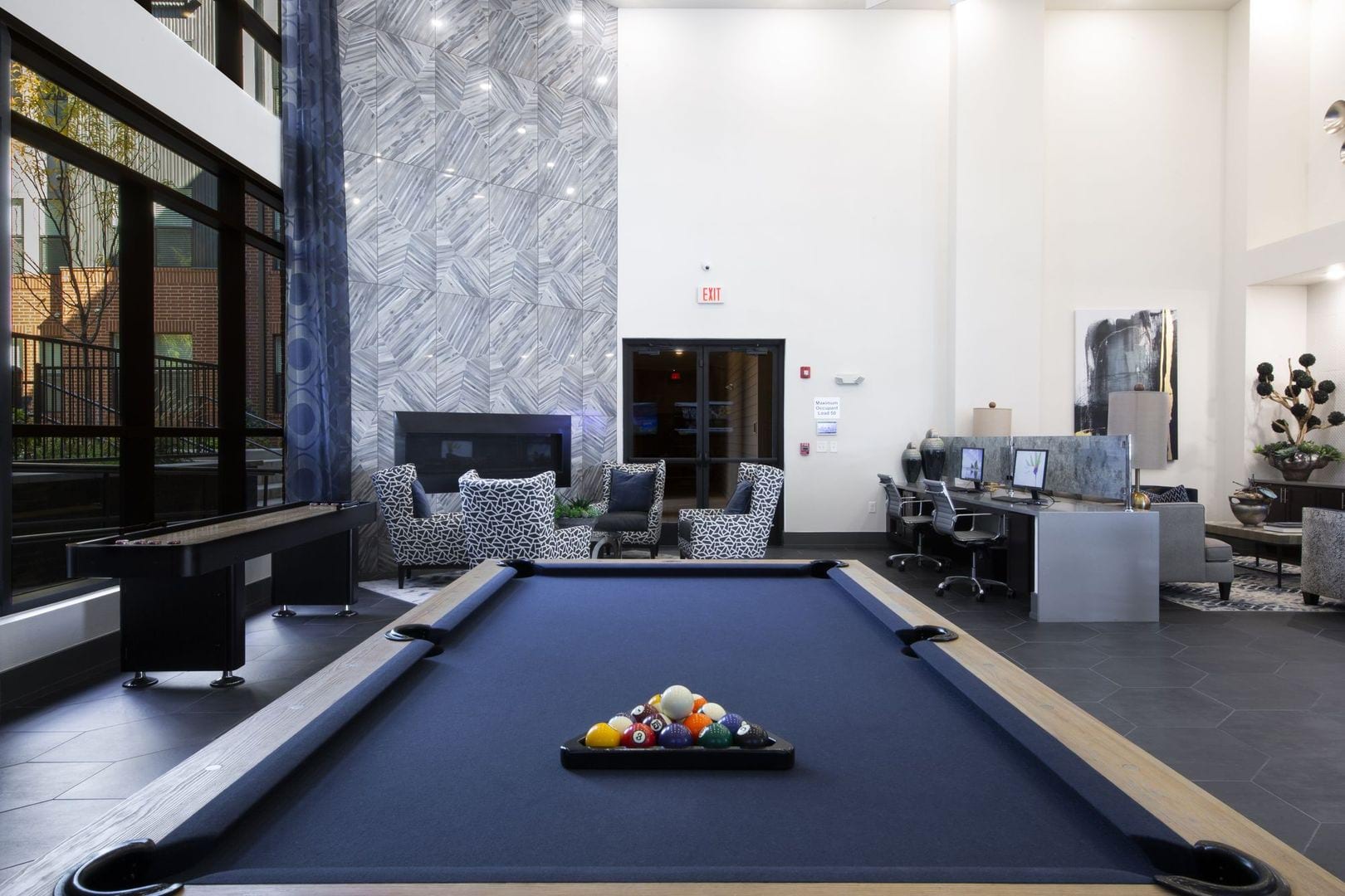 Pool table in the resident lounge at Steelyard in Oklahoma City, Oklahoma