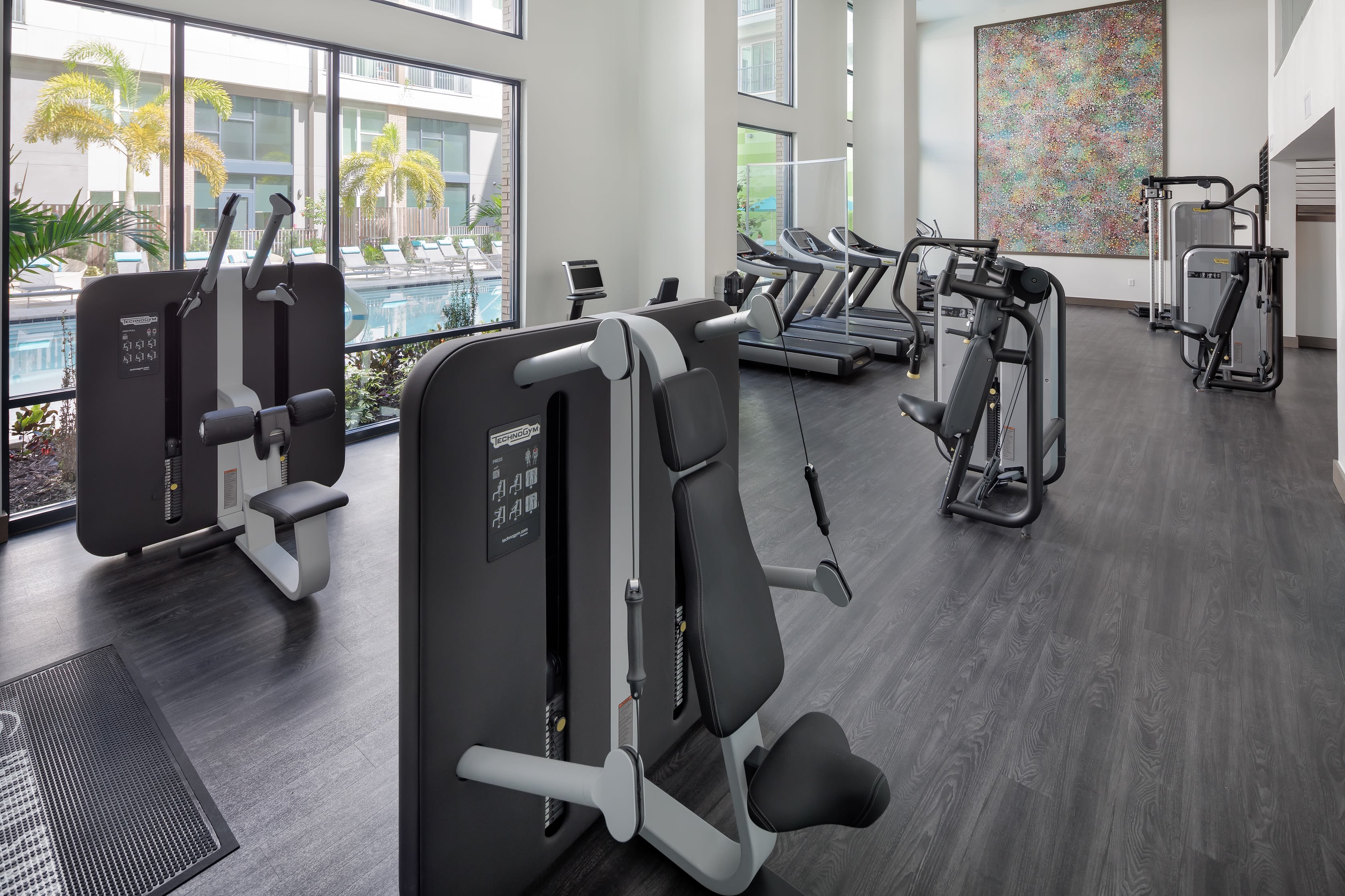 Fitness center for residents to workout in at Central Station on Orange in Orlando, Florida
