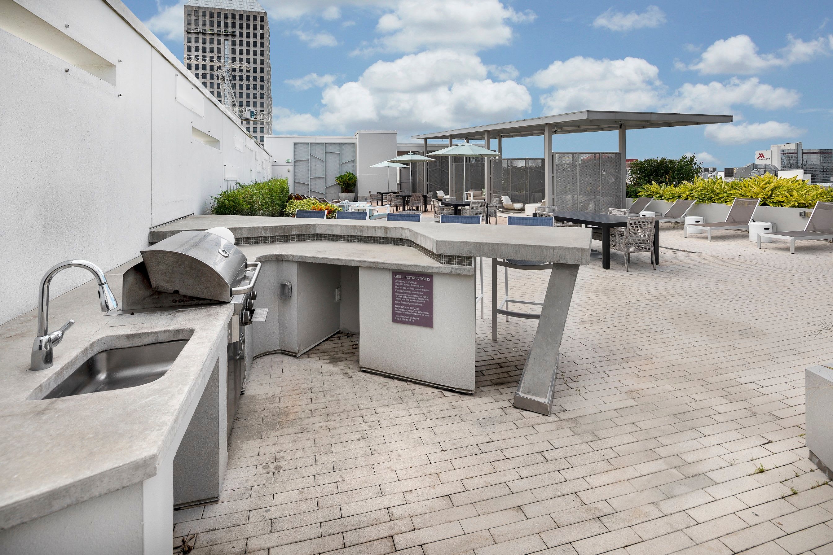 Outdoor grilling area at Central Station on Orange in Orlando, Florida
