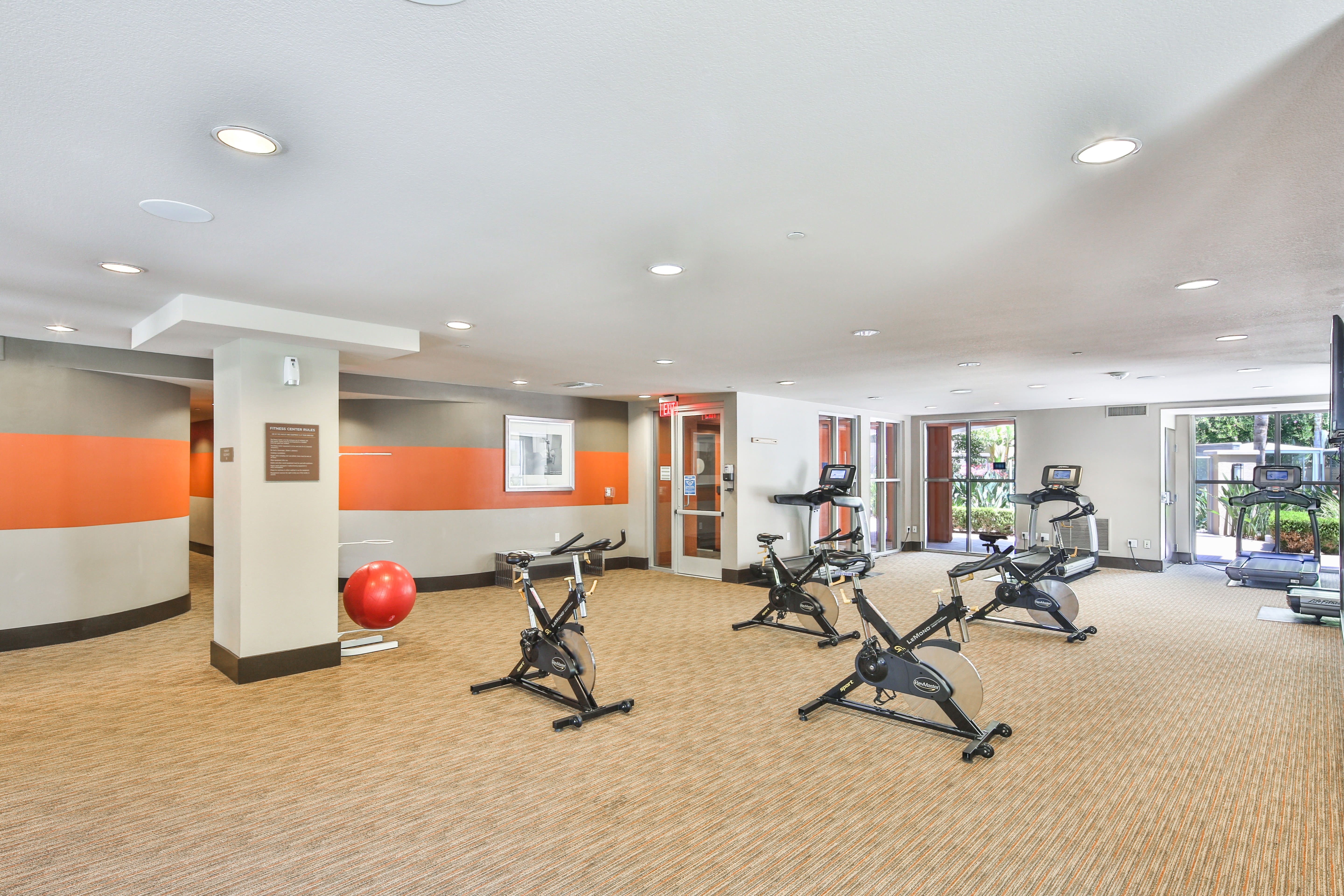 Exercise bikes at The Boulevard Apartment Homes in Woodland Hills, California