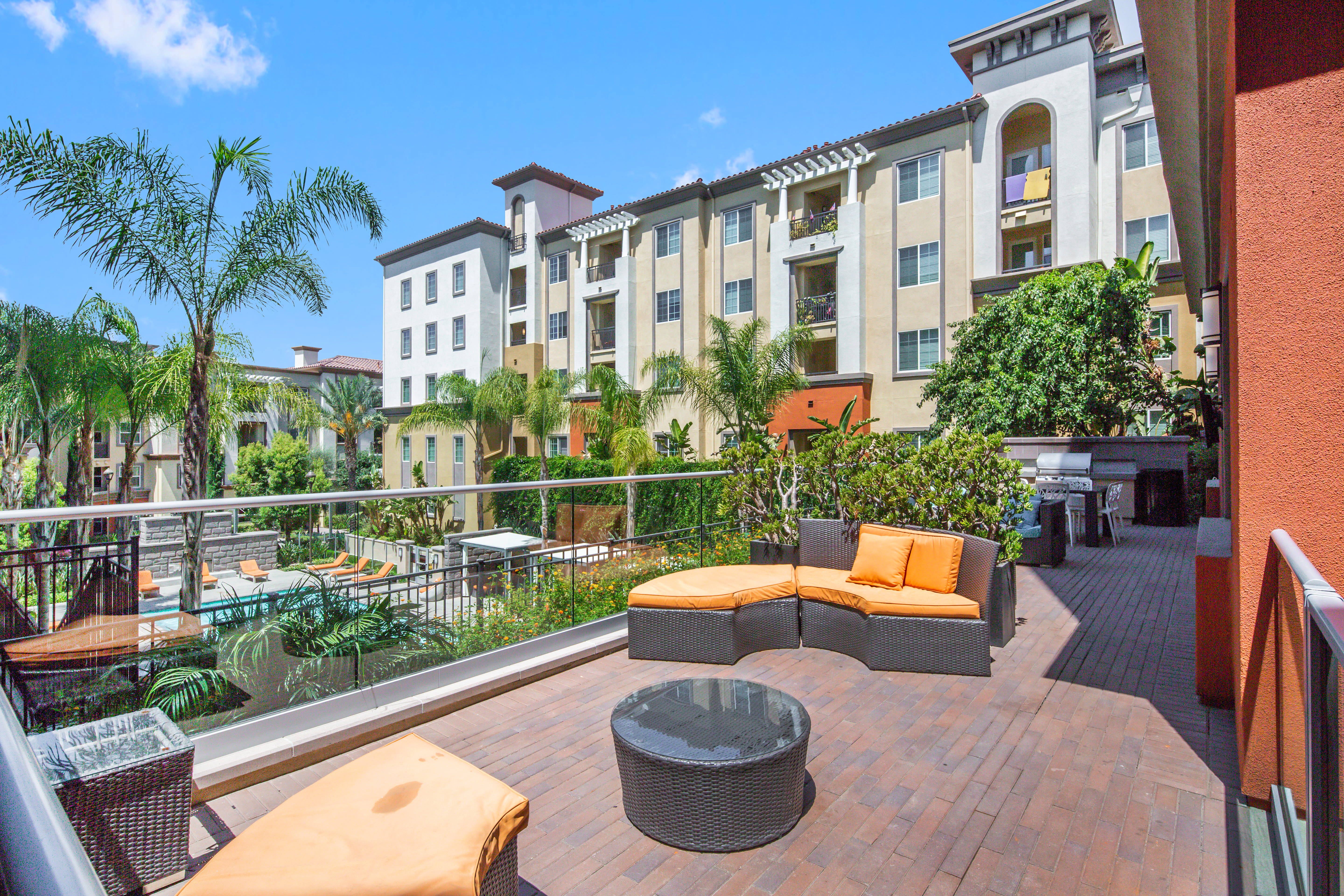 Outdoor balcony at The Boulevard Apartment Homes in Woodland Hills, California