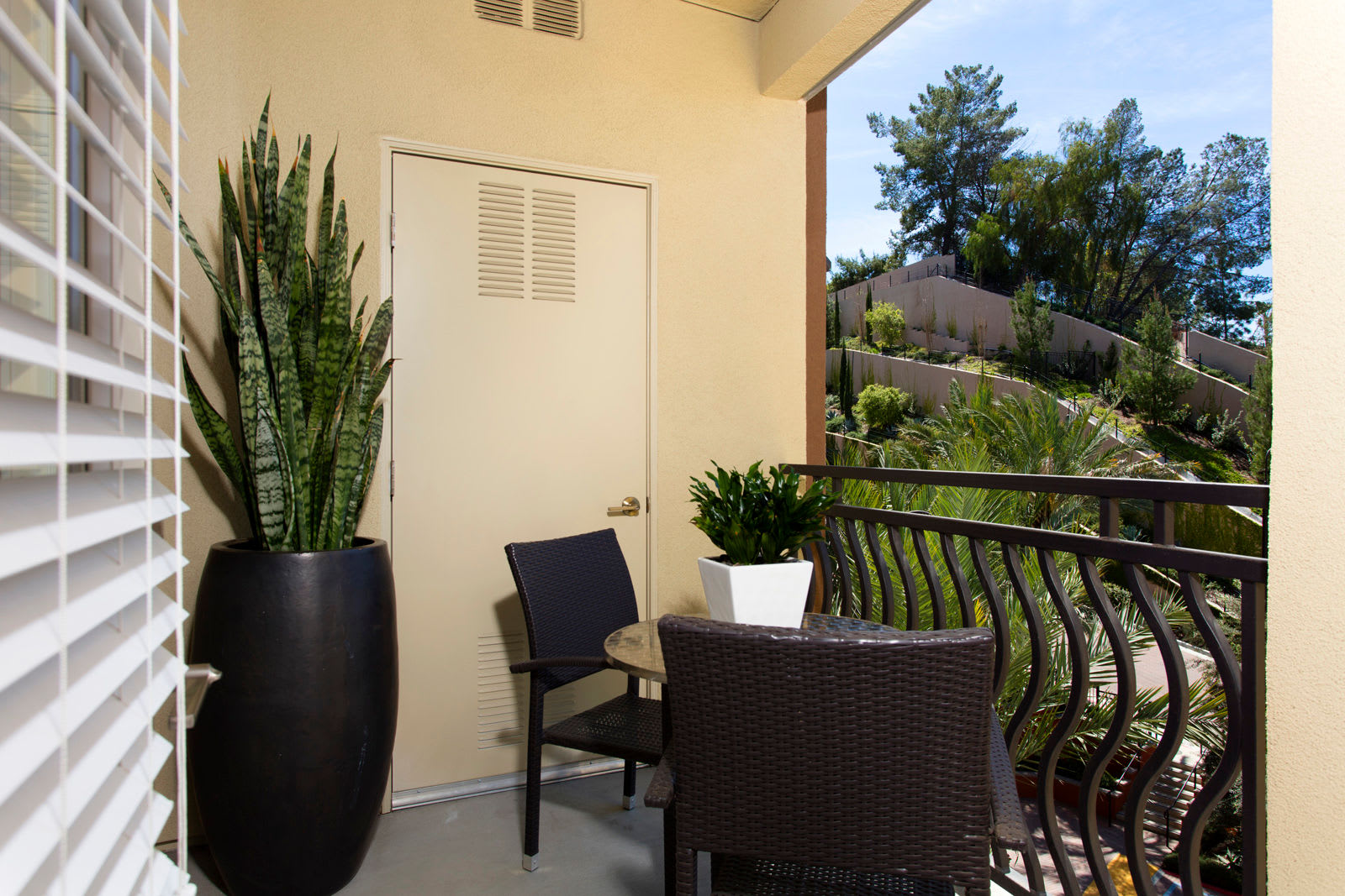 Private balcony at The Boulevard Apartment Homes in Woodland Hills, California