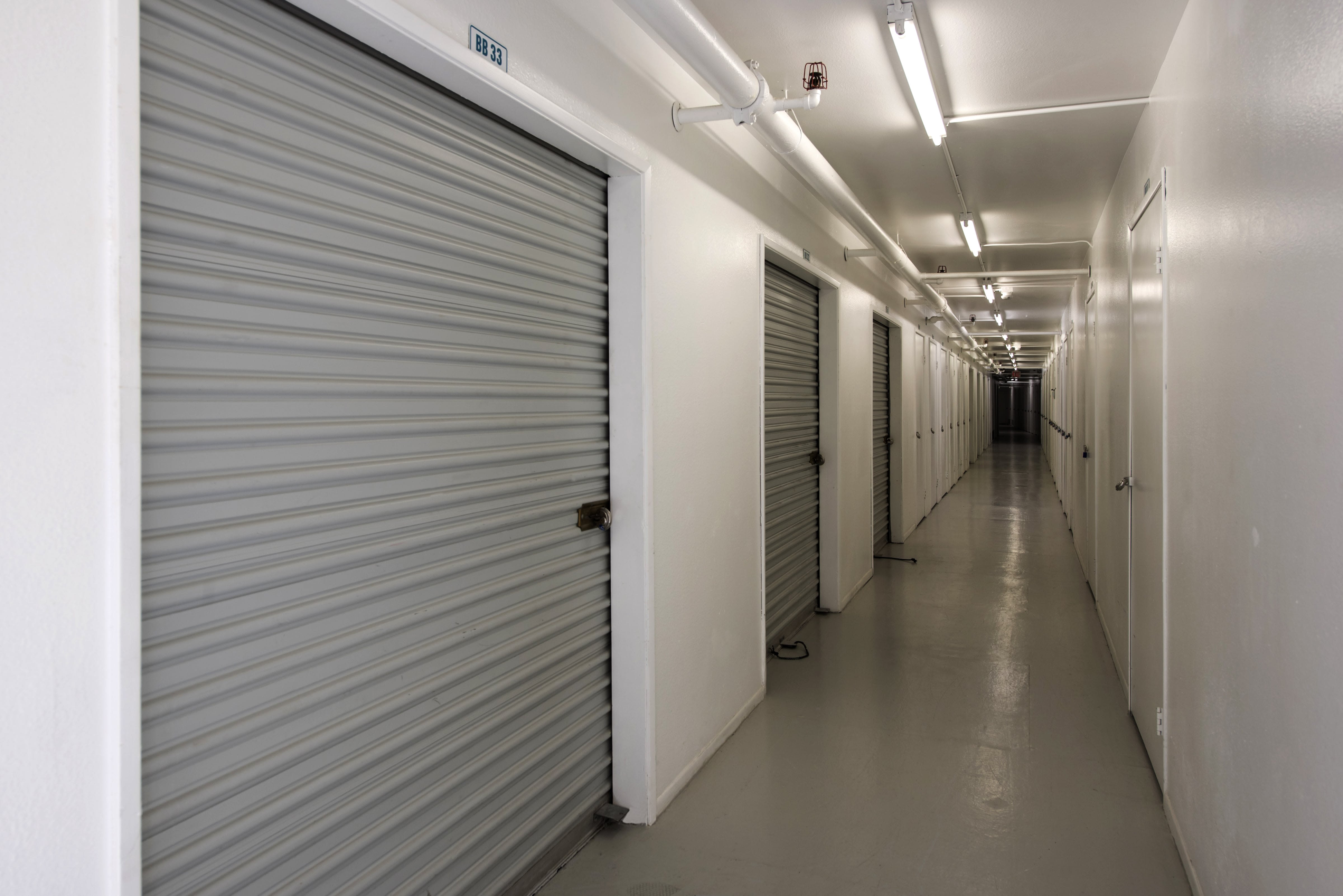 Interior unit hallway at Encinitas Self Storage in Encinitas, CA