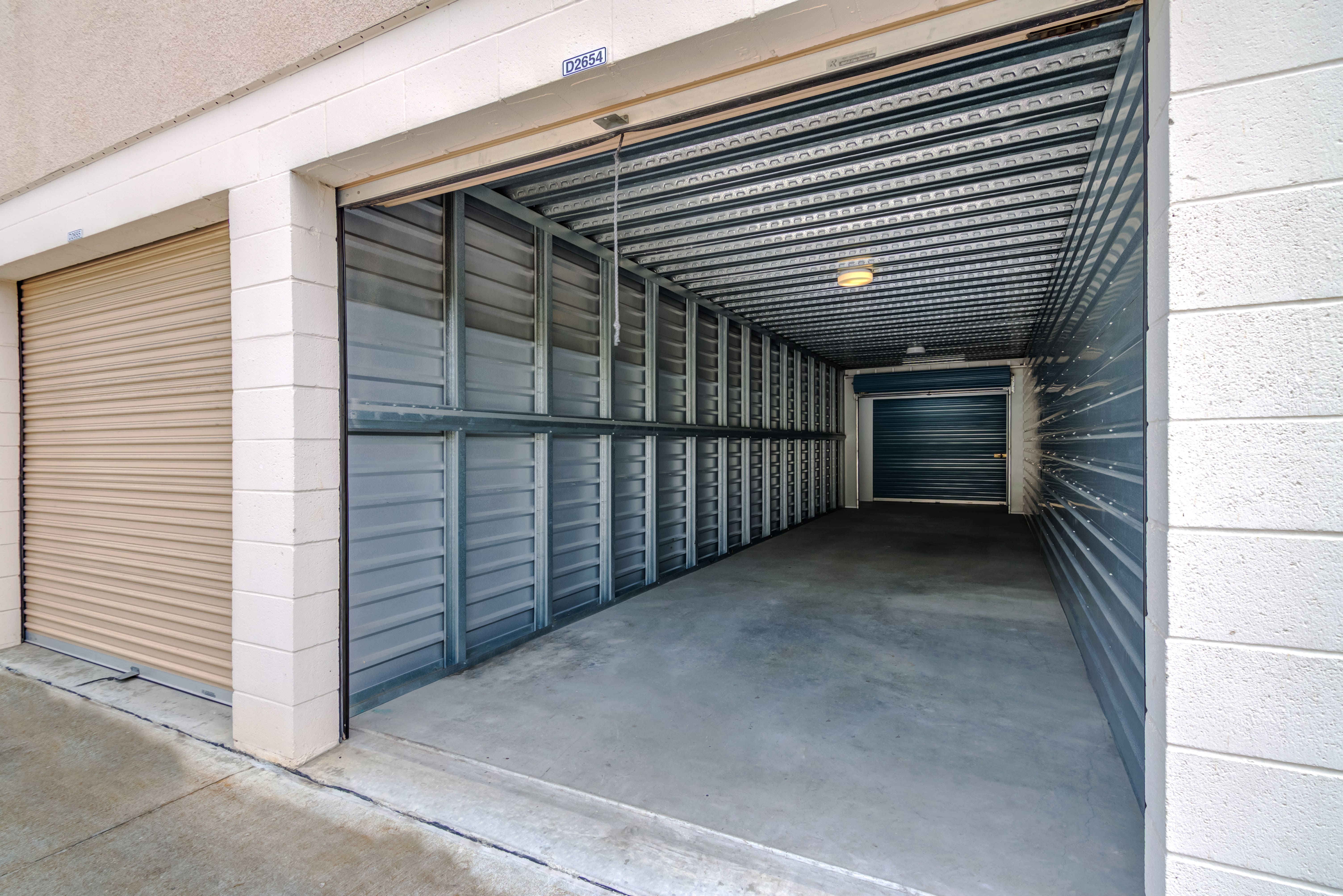 Inside of a storage unit at Golden Triangle Self Storage in San Diego, CA