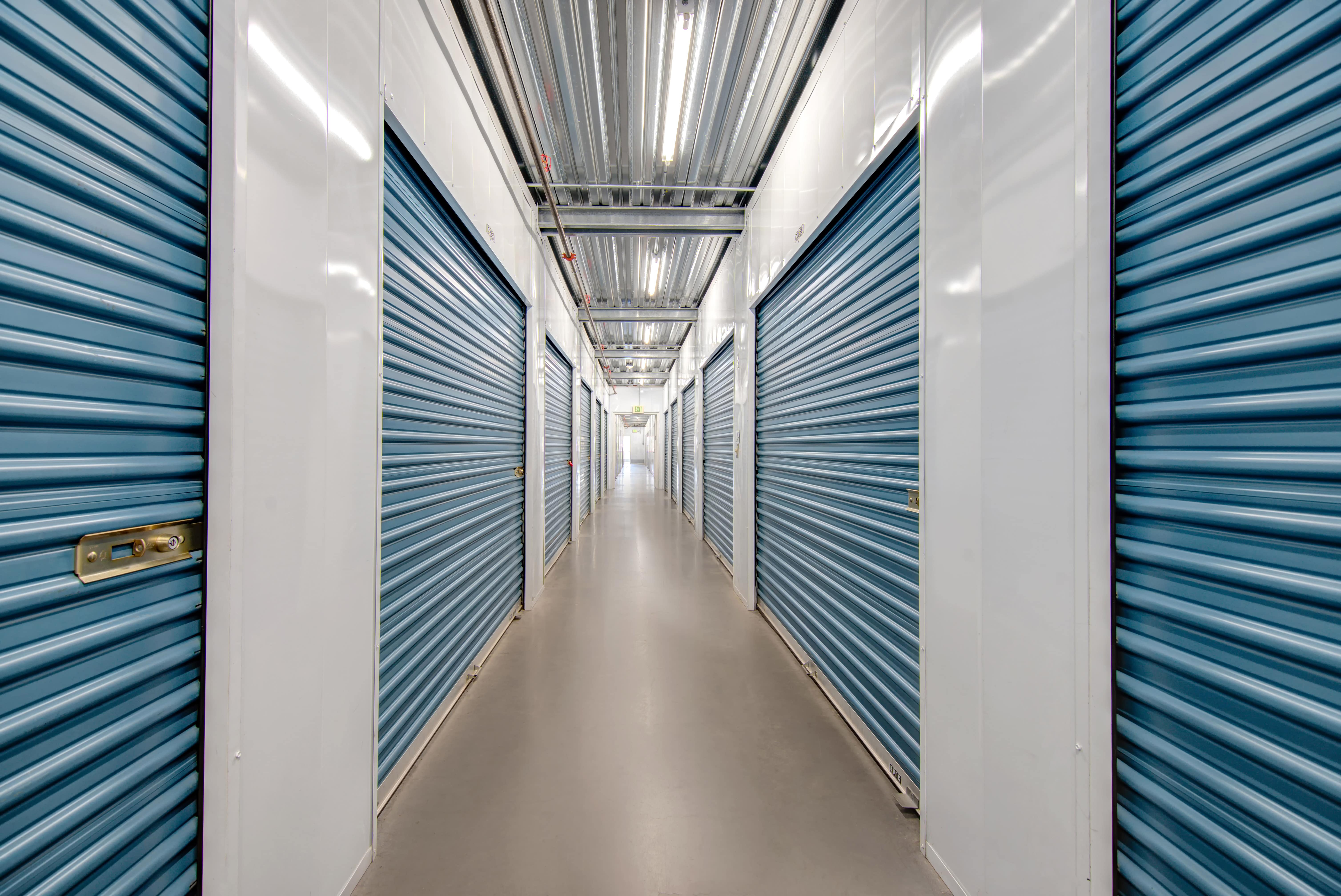 A hallway of units at Jamacha Point Self Storage in Spring Valley, CA