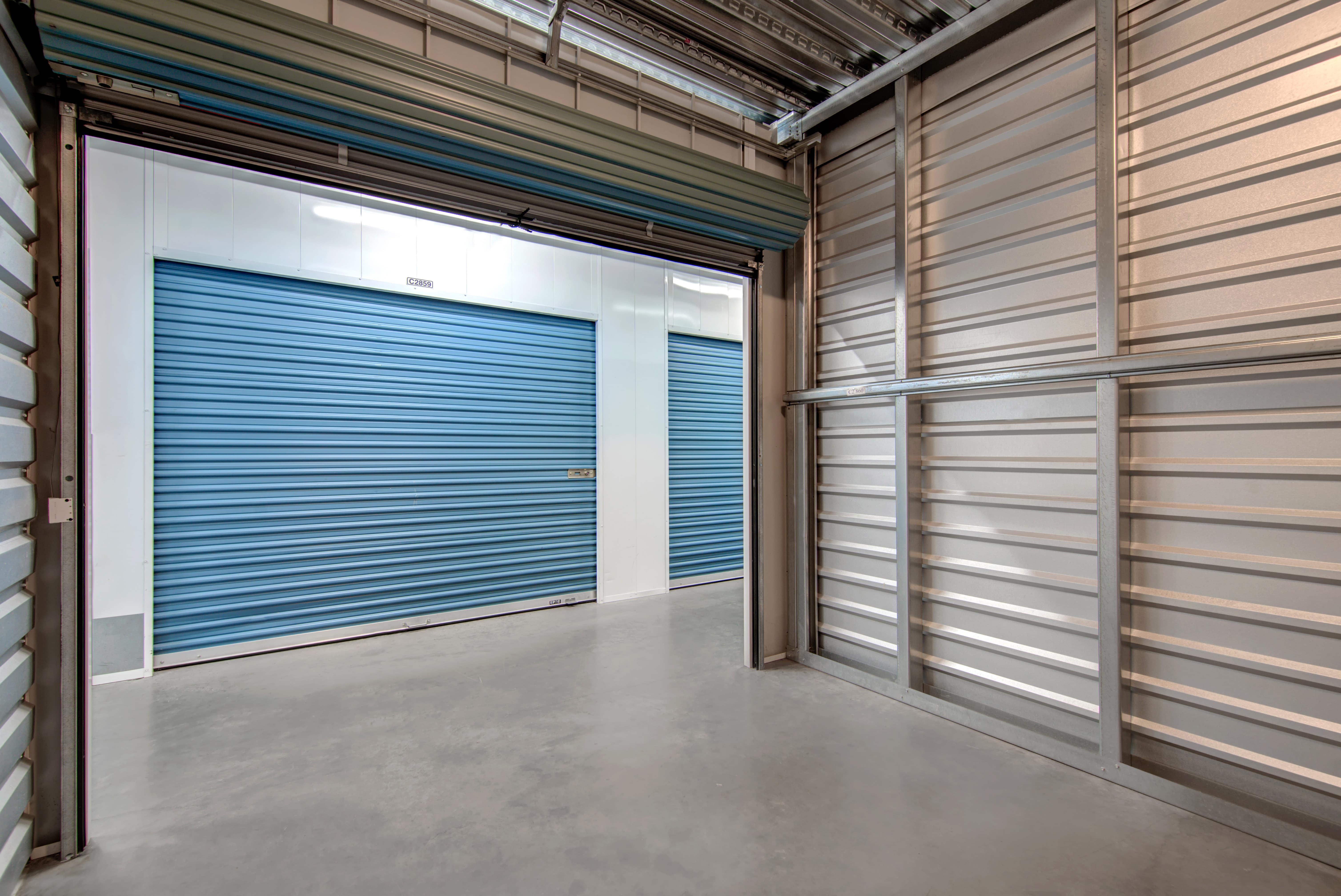Inside of a storage unit at Jamacha Point Self Storage in Spring Valley, CA