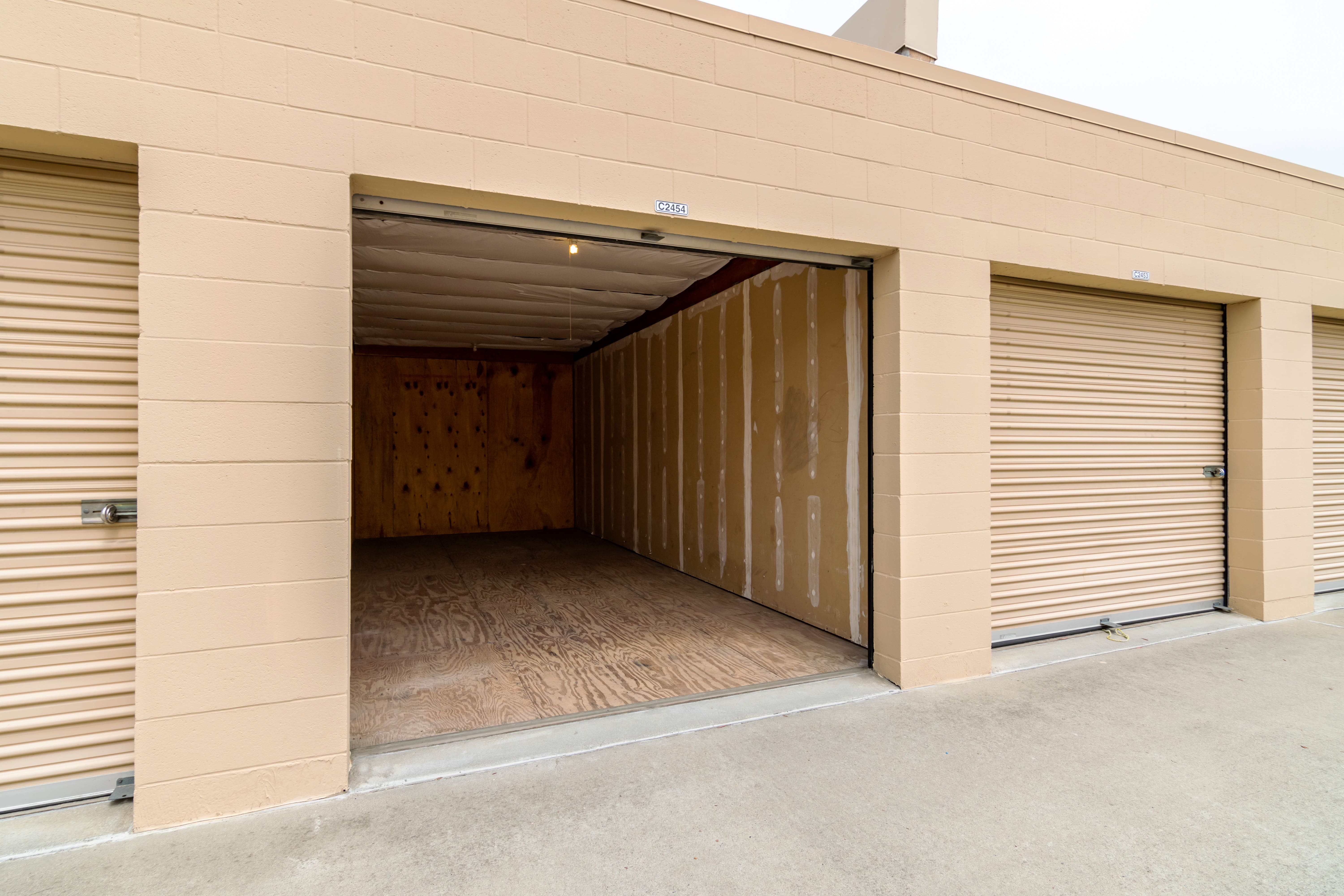The inside of an exterior storage unit at North County Self Storage in Escondido, CA