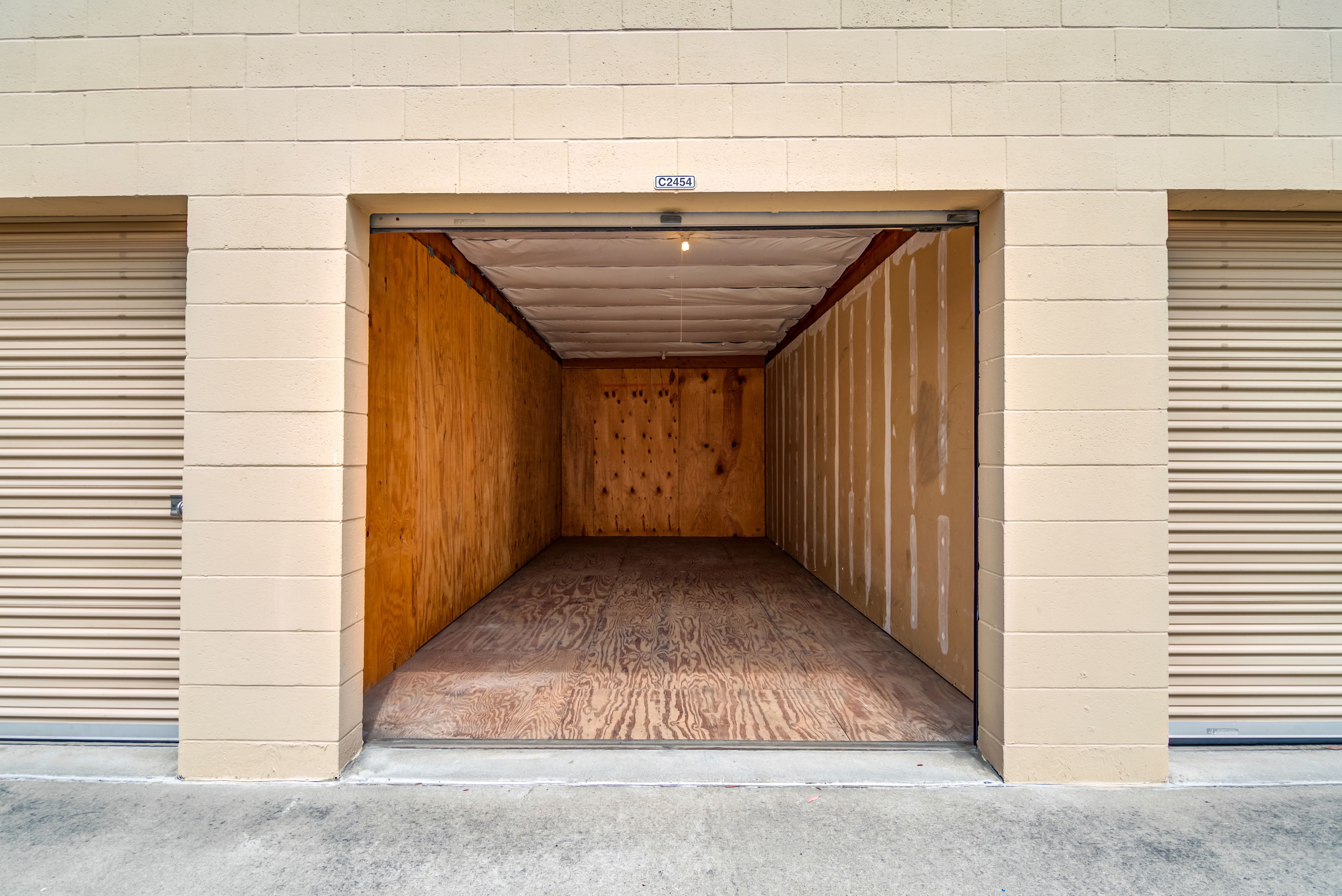 A drive-up storage unit at North County Self Storage in Escondido, CA