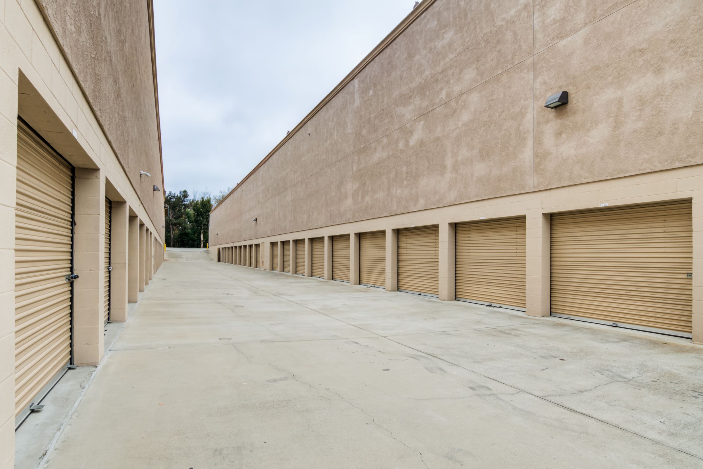 Some of the outdoor units at Olivenhain Self Storage in Encinitas, CA