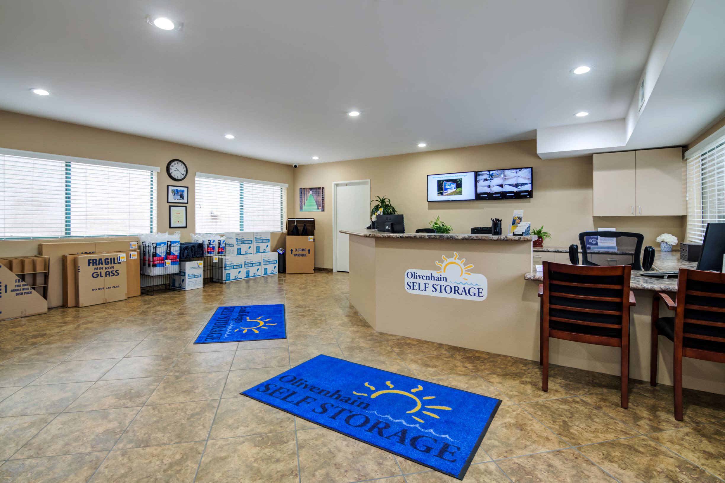 The interior front office Olivenhain Self Storage in Encinitas, CA