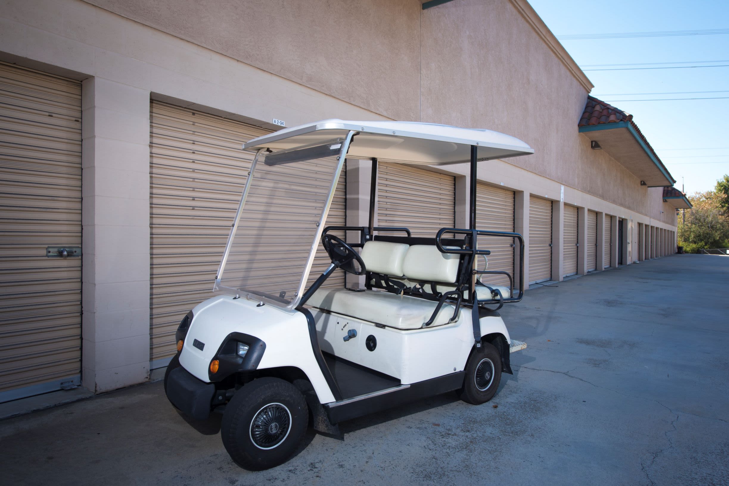 A golf cart at Olivenhain Self Storage in Encinitas, CA
