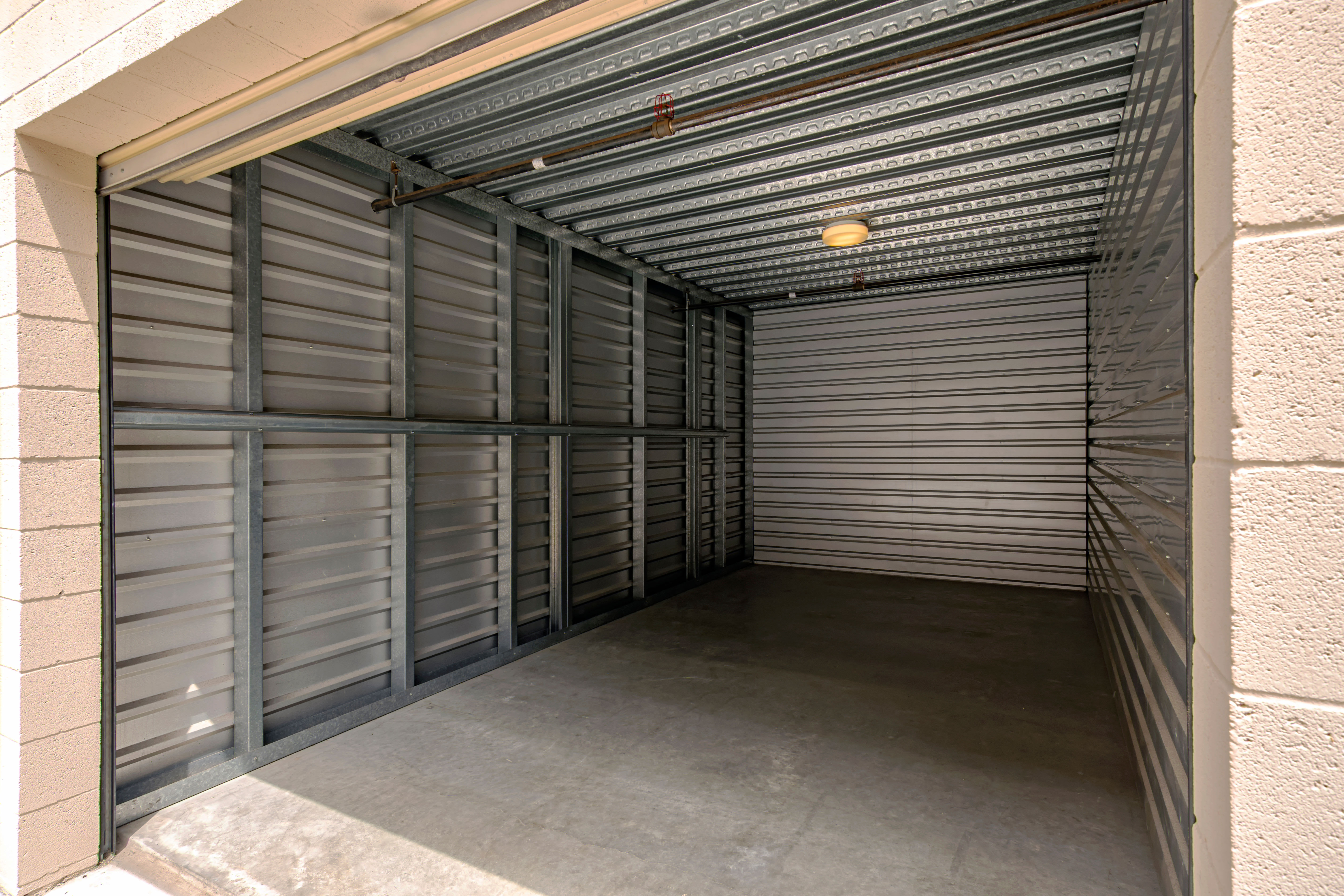 Inside of a storage unit at Olivenhain Self Storage in Encinitas, CA