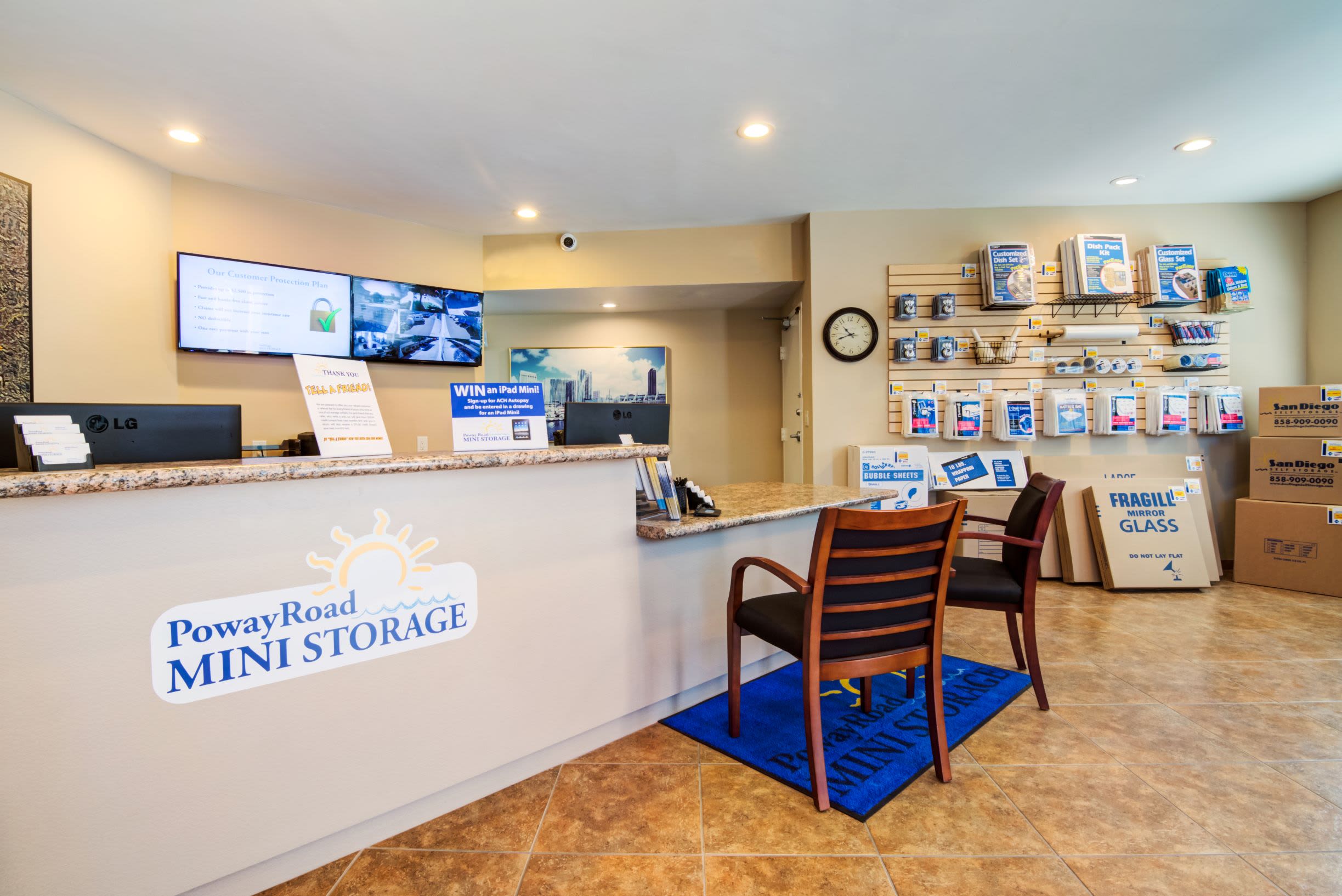The front desk at Poway Road Mini Storage in Poway, CA