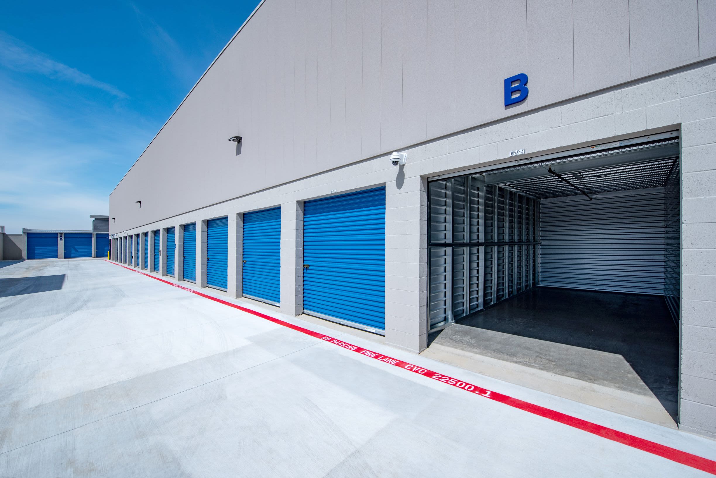 An open exterior storage unit at Silverhawk Self Storage in Murrieta, CA
