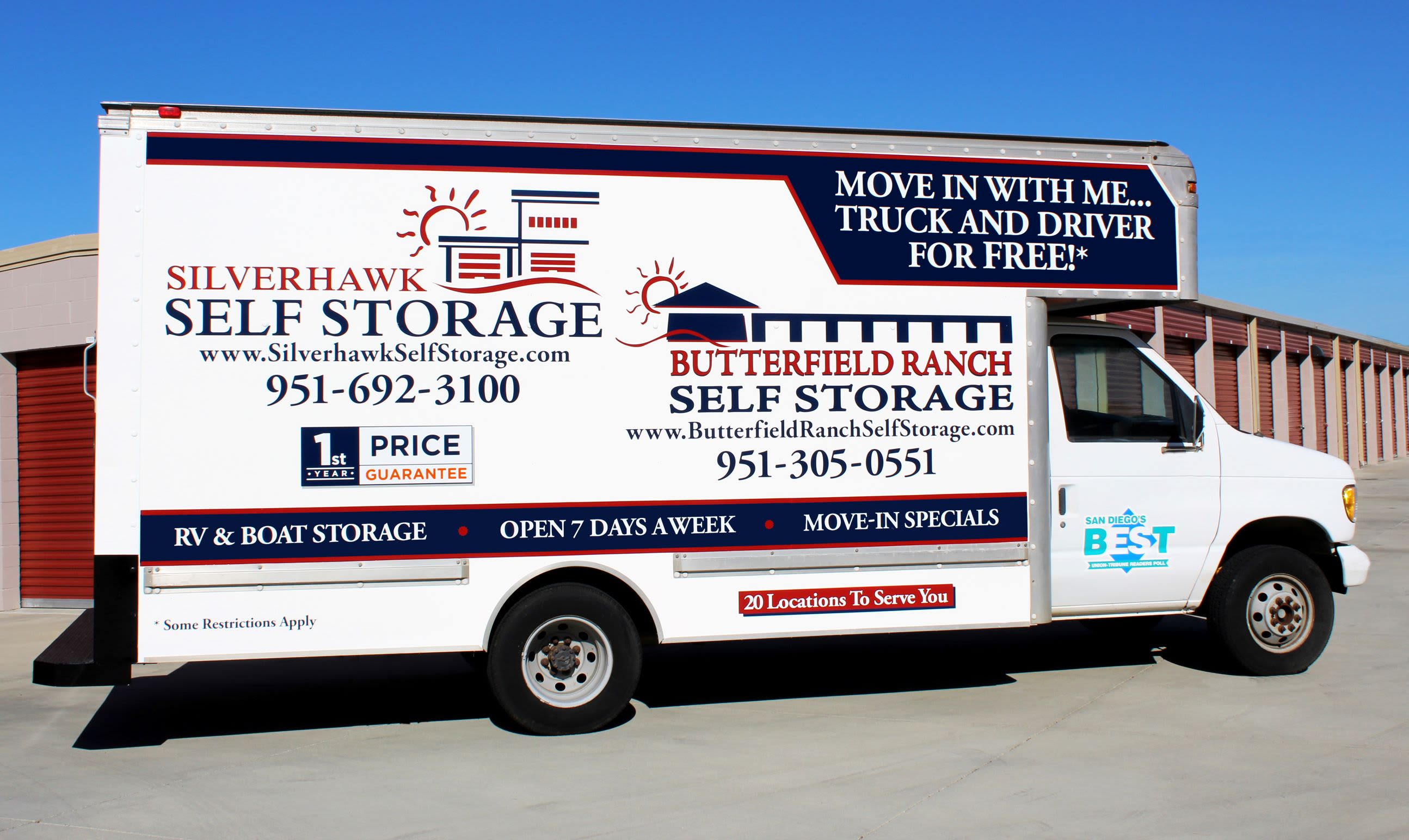 A moving truck at Silverhawk Self Storage in Murrieta, CA