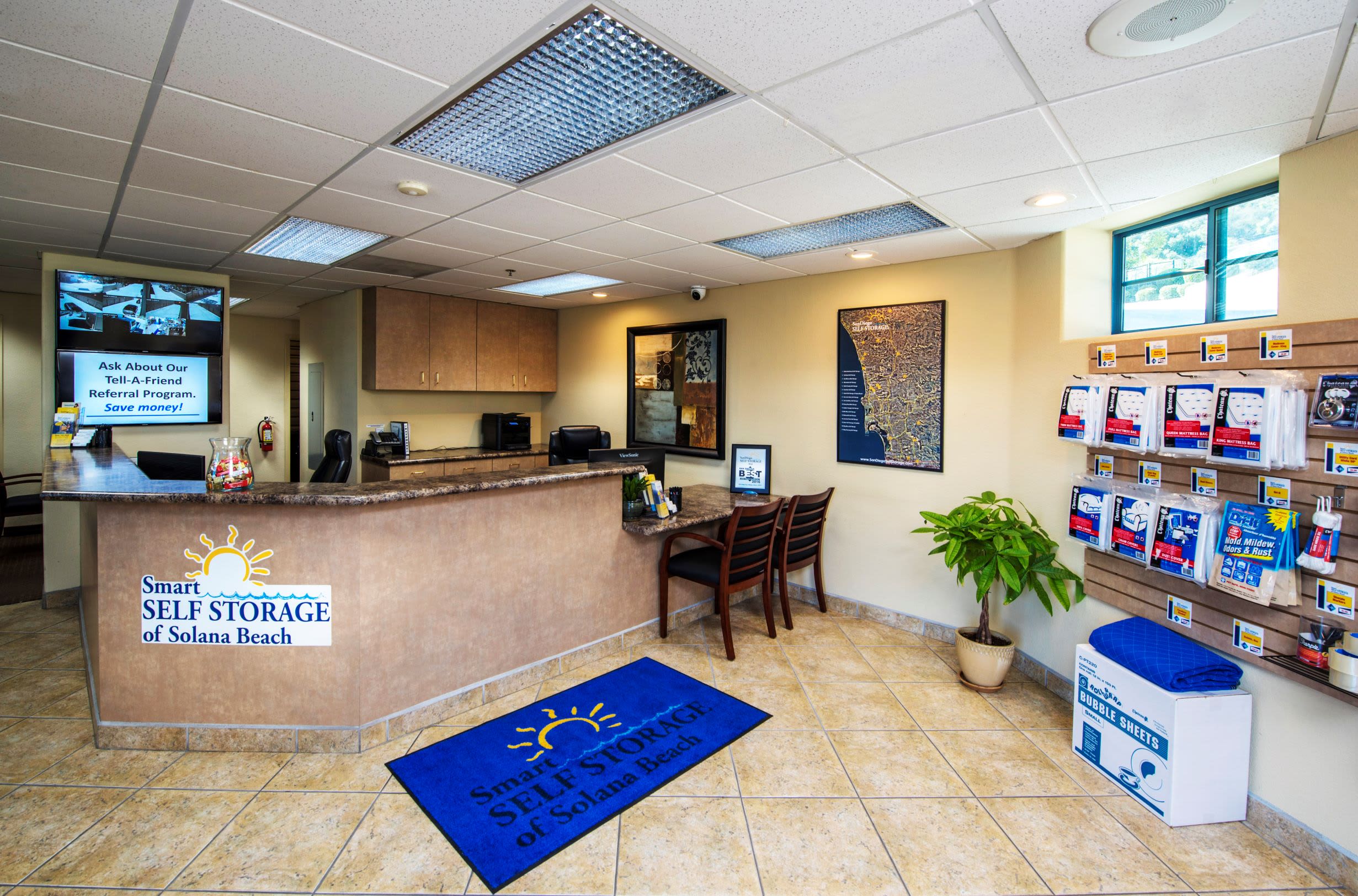 Inside of the front office at Smart Self Storage of Solana Beach in Solana Beach, CA