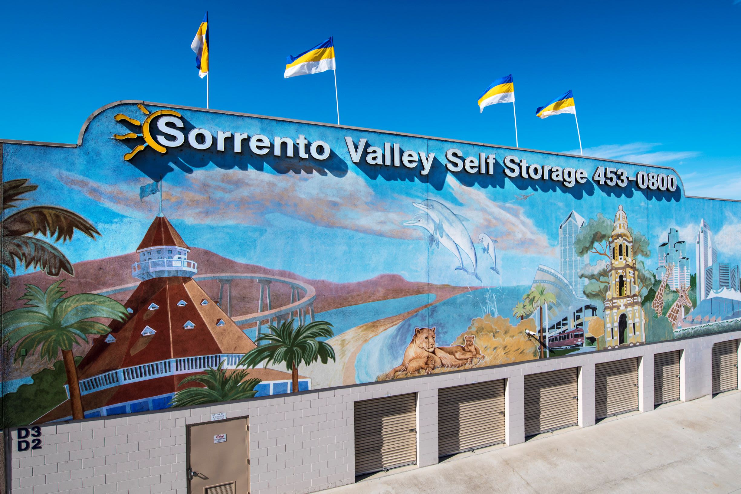 A mural at Sorrento Valley Self Storage in San Diego, California