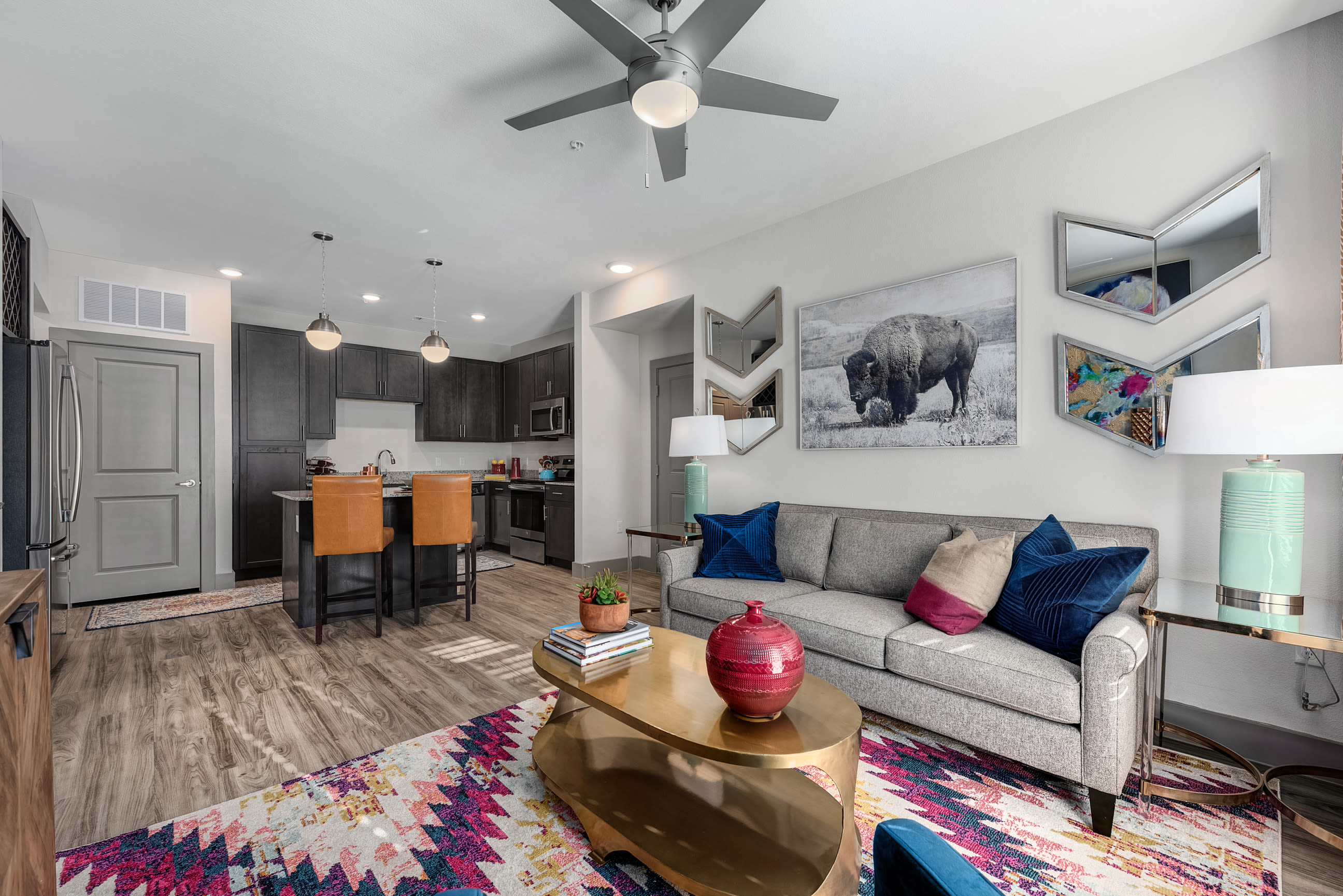 living room and kitchen at Rocket Pointe in Durango, Colorado