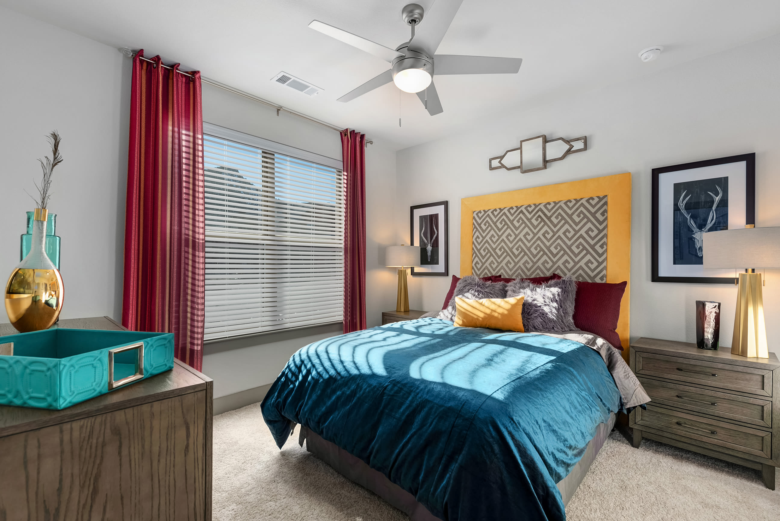 bedroom with large windows at Rocket Pointe in Durango, Colorado