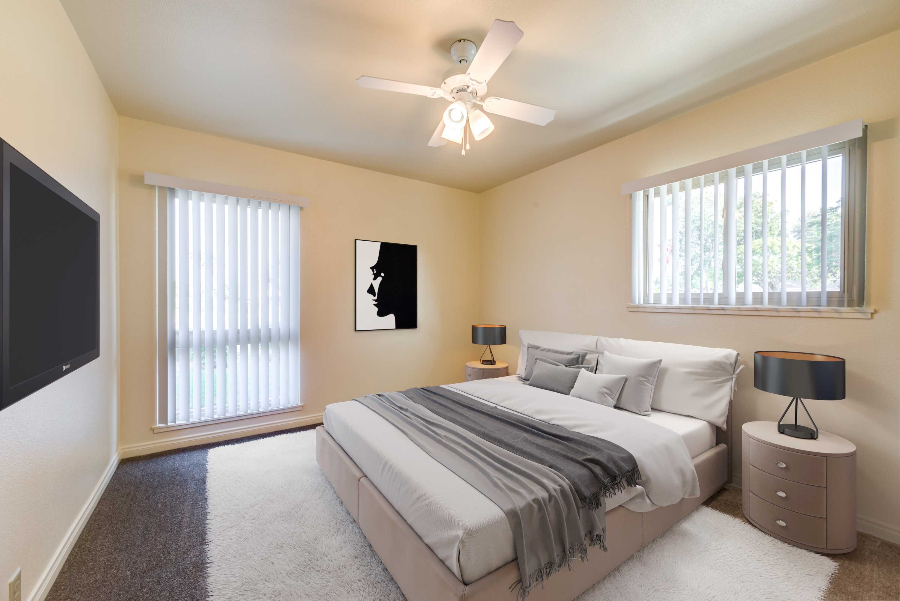 A furnished bedroom in a home at Santa Rosa in Point Mugu, California