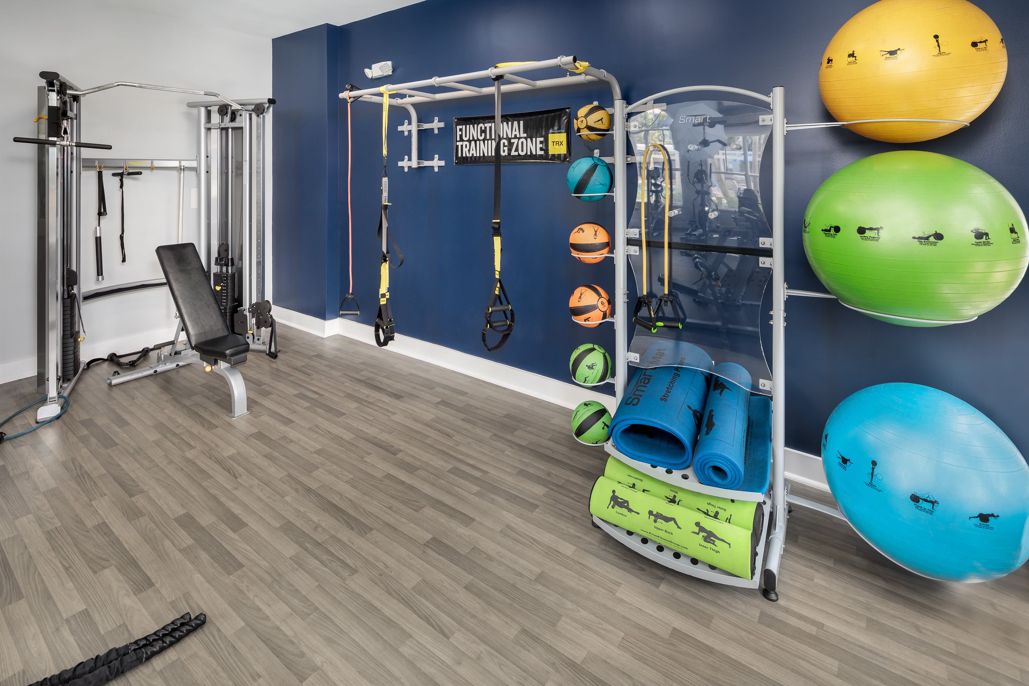 Full state of the art fitness center at The Pearl in Ft Lauderdale, Florida