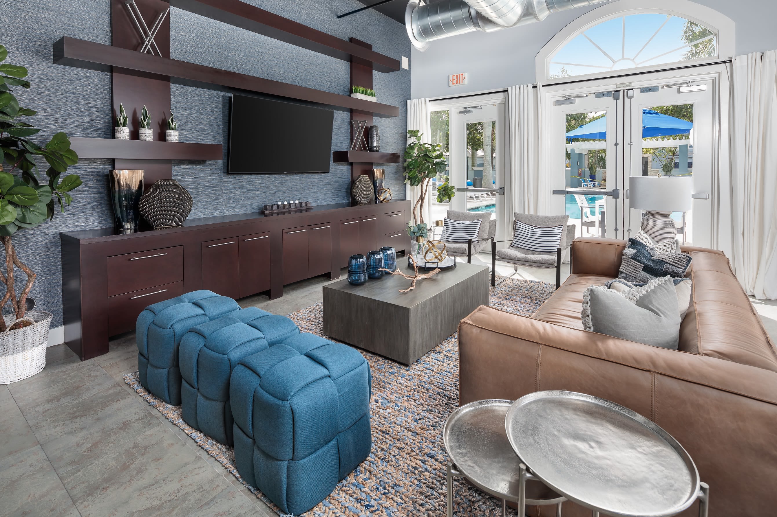 Clubhouse area for residents to hangout and play games with their friends at The Pearl in Ft Lauderdale, Florida