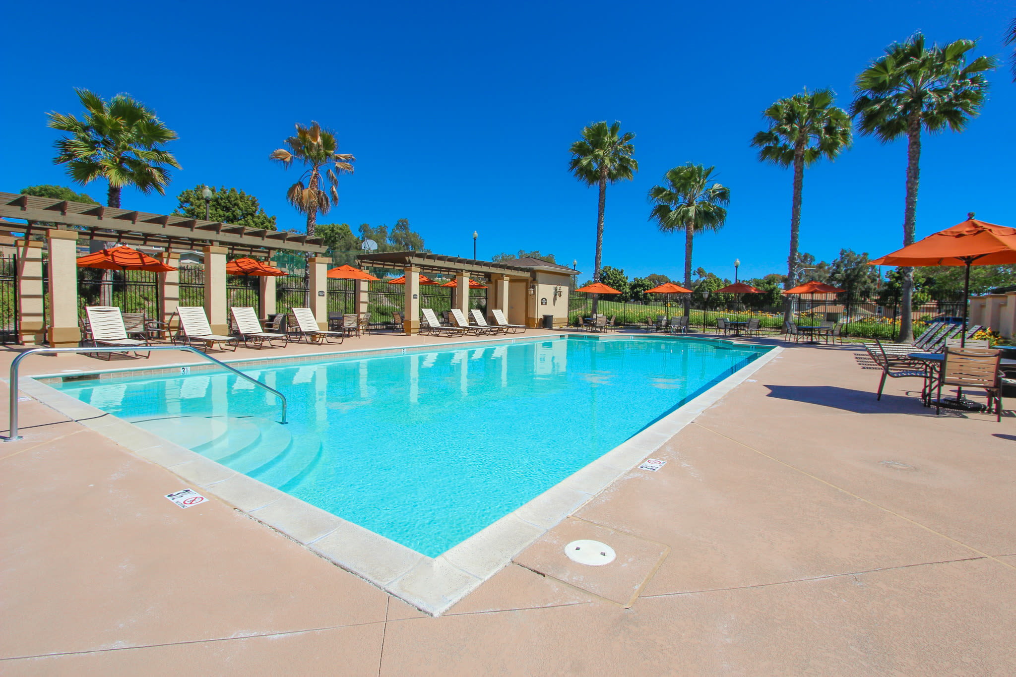 A swimming pool at Aero Ridge in San Diego, California