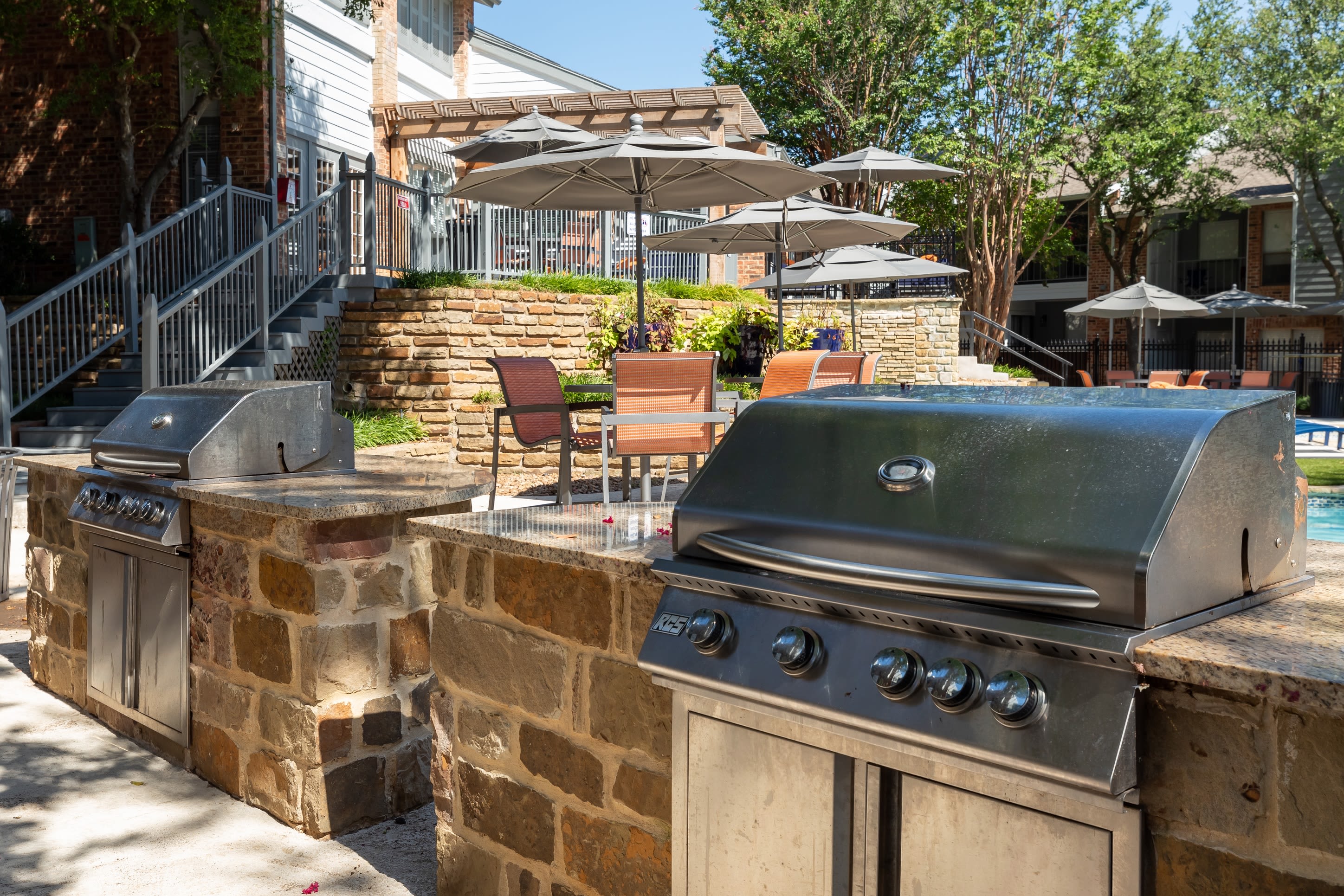 An outdoor grill for residents to enjoy at Canopy on Central in Bedford, Texas